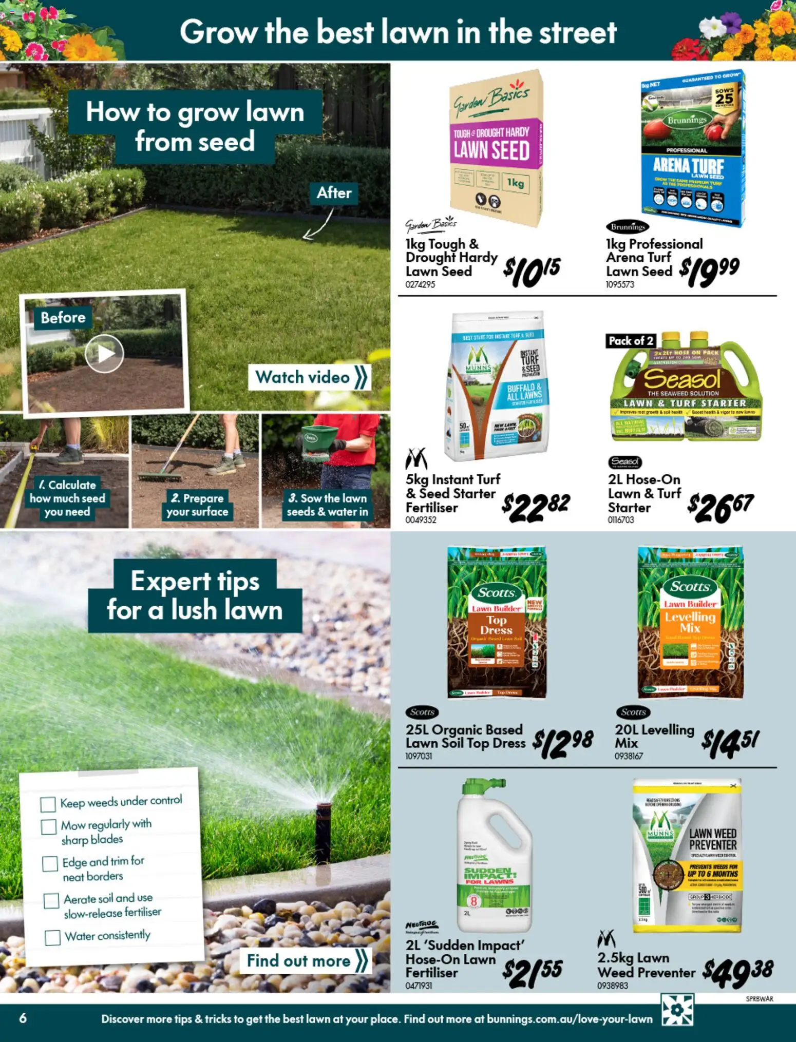Bunnings Warehouse catalogue - valid from 09/09/2026 | Page: 6 | Products: Weed, Soil, Turf, Video