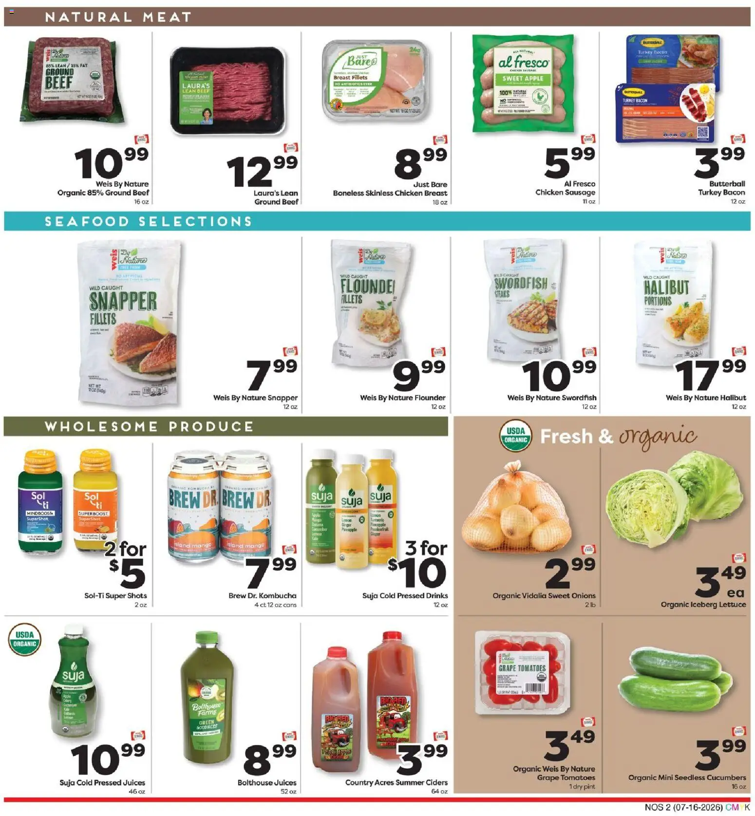 Weis Natural Living - valid from 07/16/2026 | Page: 2 | Products: Beef, Pineapple, Seafood, Sausage