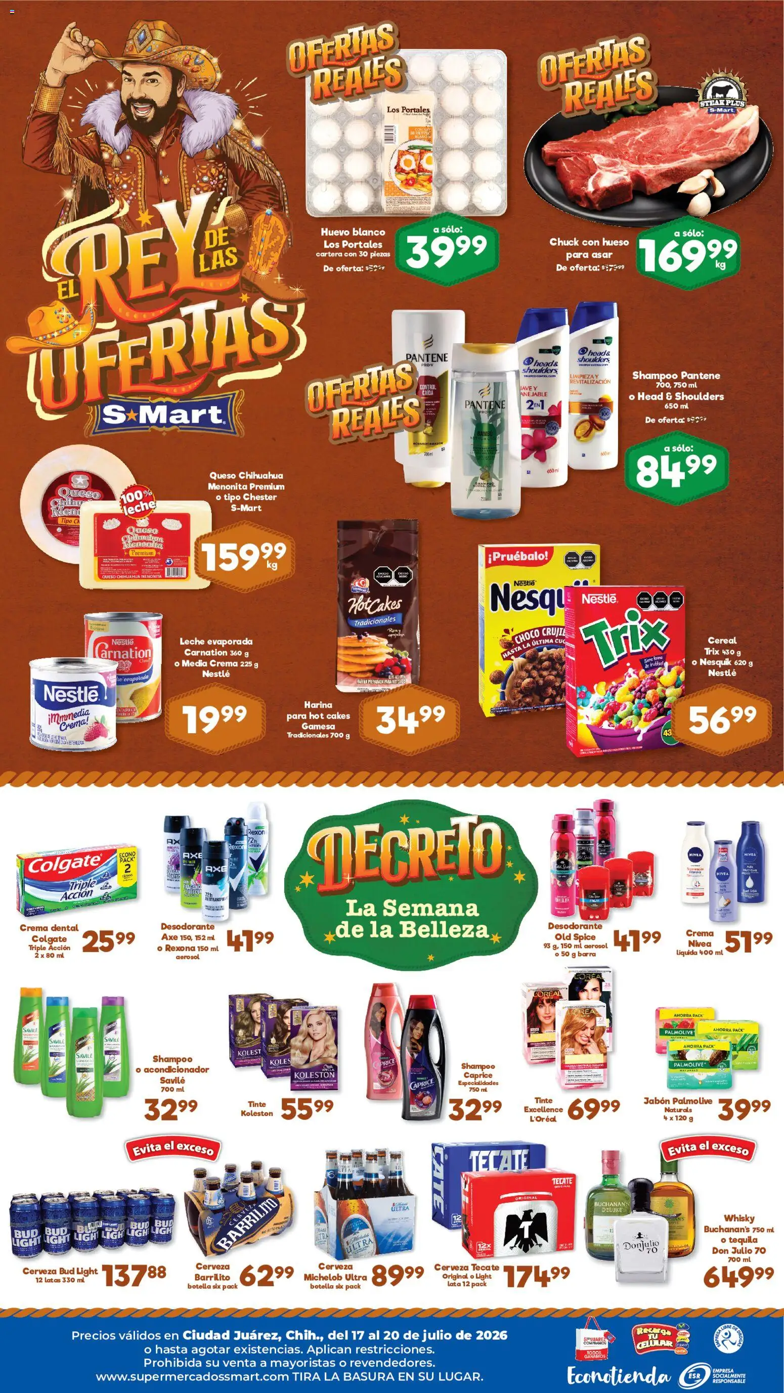 Nuevas ofertas de S-Mart válidas en toda la República Mexicana desde el 17/07/2026. ¡Encuentra las mejores ofertas en S-Mart folleto Juárez! | Página: 2 | Productos: Desodorante, Crema, Cerveza, Botella
