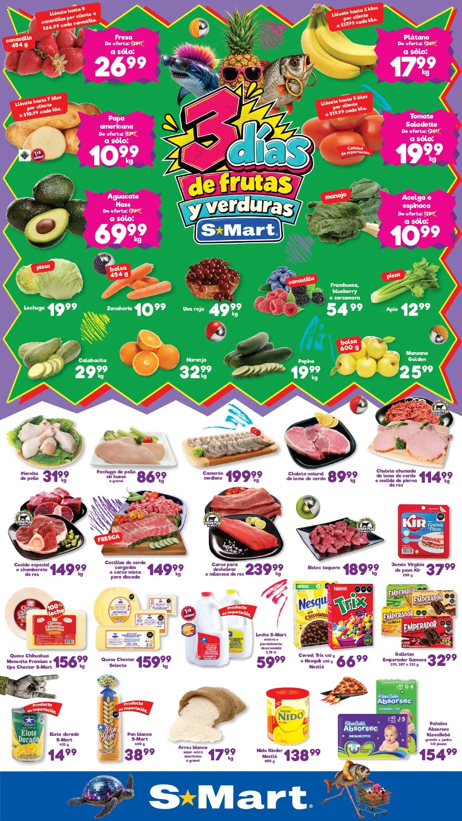 Nuevas ofertas de S-Mart válidas en toda la República Mexicana desde el 29/09/2026. ¡Encuentra las mejores ofertas en S-Mart folleto Juárez! | Página: 1 | Productos: Acelga, Bolsa, Pan, Carne