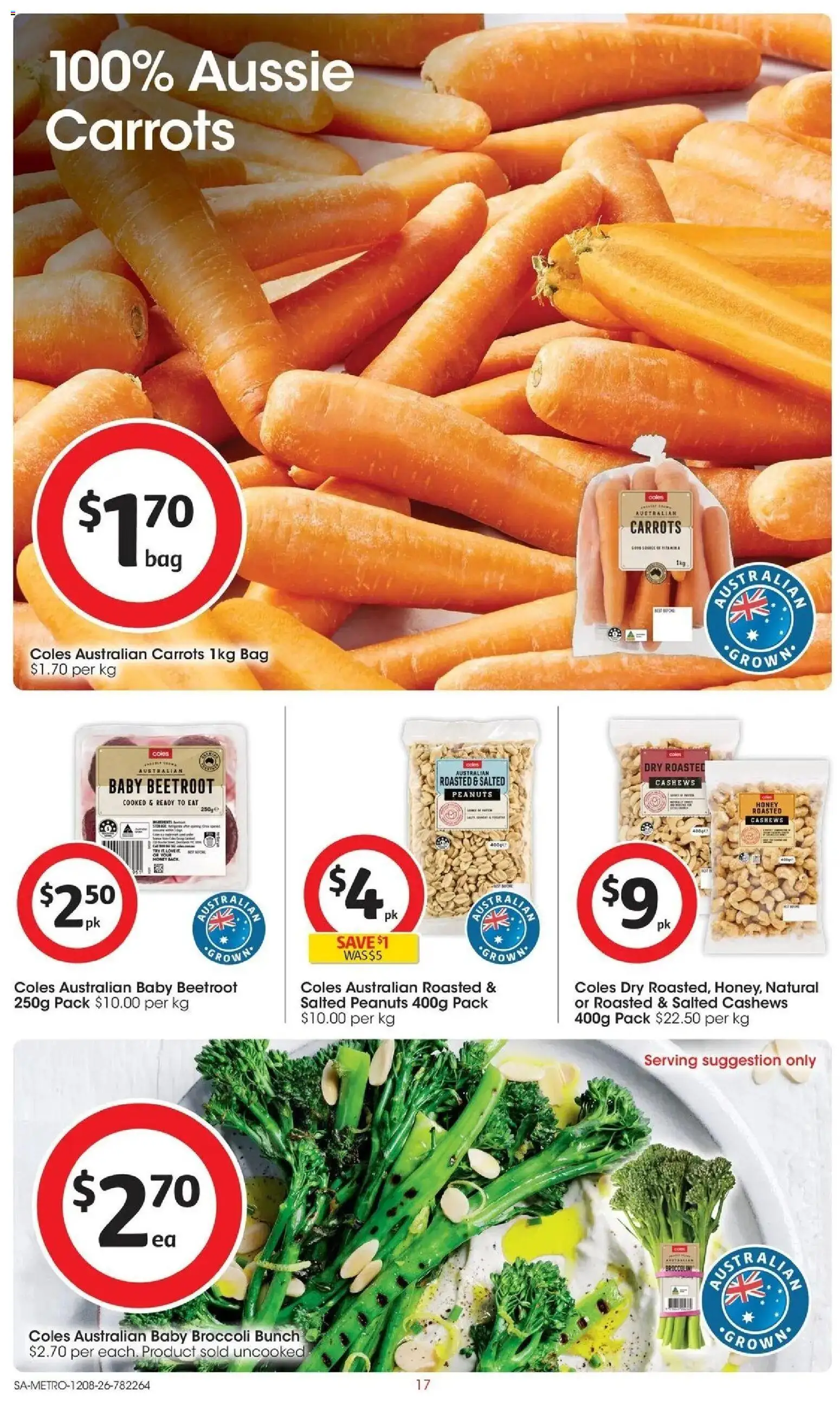 Coles catalogue - valid from 12/08/2026 | Page: 17 | Products: Broccoli, Honey, Carrots, Bag