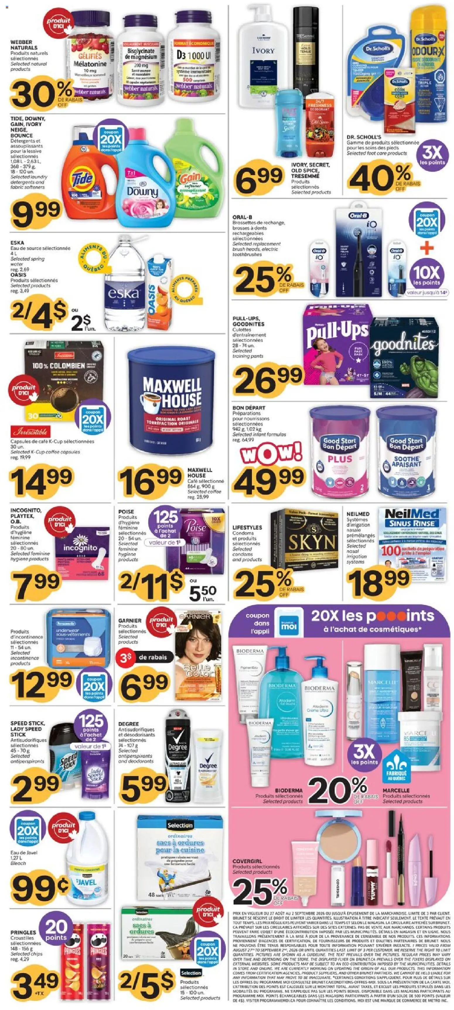 Brunet flyer valid from Aug 27, 2026 | Page: 3 | Products: Deodorant, Sachets, Capsules, Coffee