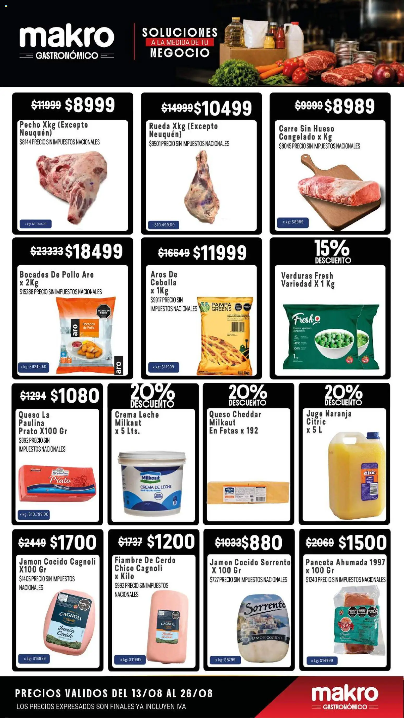 Makro SOLUCIONES A LA MEDIDA DE TU NEGOCIO │ válido desde el 13/08/2026 | Página: 2 | Productos: Leche, Jugo, Cerdo, Crema