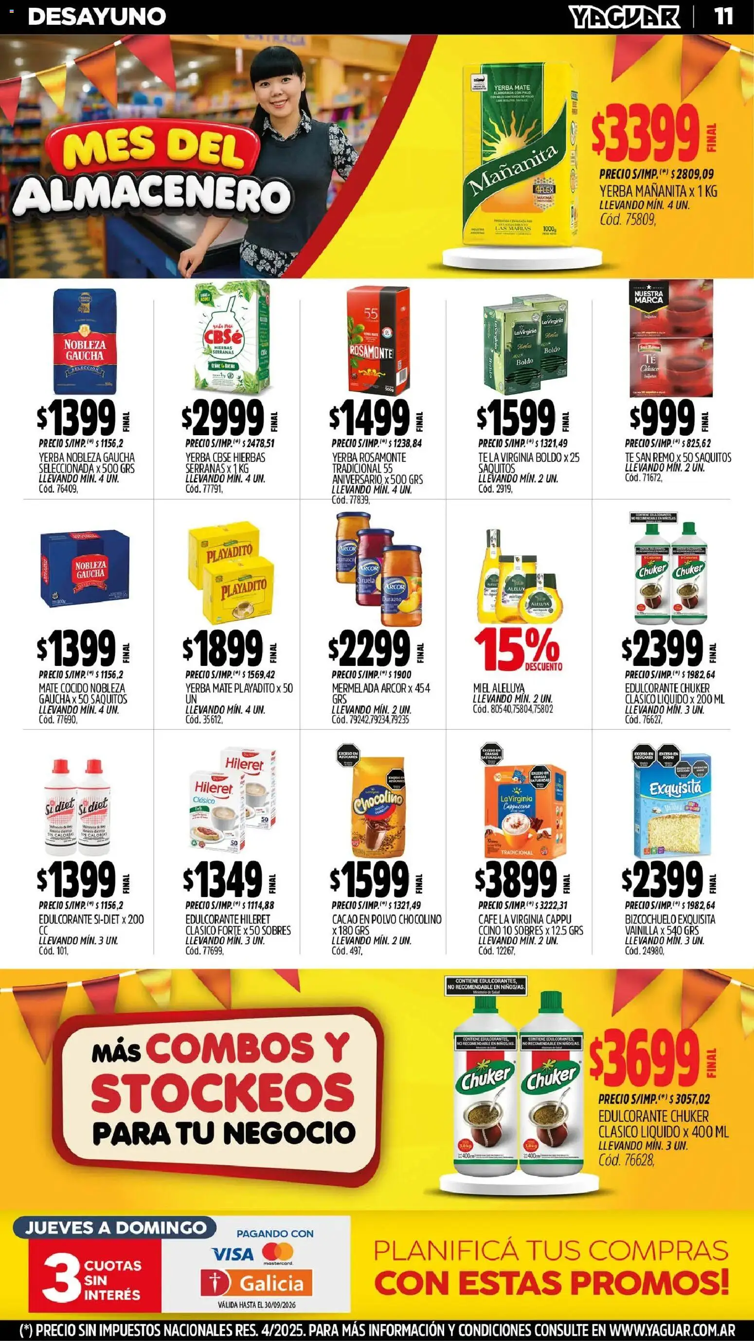 Yaguar - Oferta Semanal Chaco │ válido desde el 31/08/2026 | Página: 11 | Productos: Vainilla, Yerba, Durazno, Mermelada