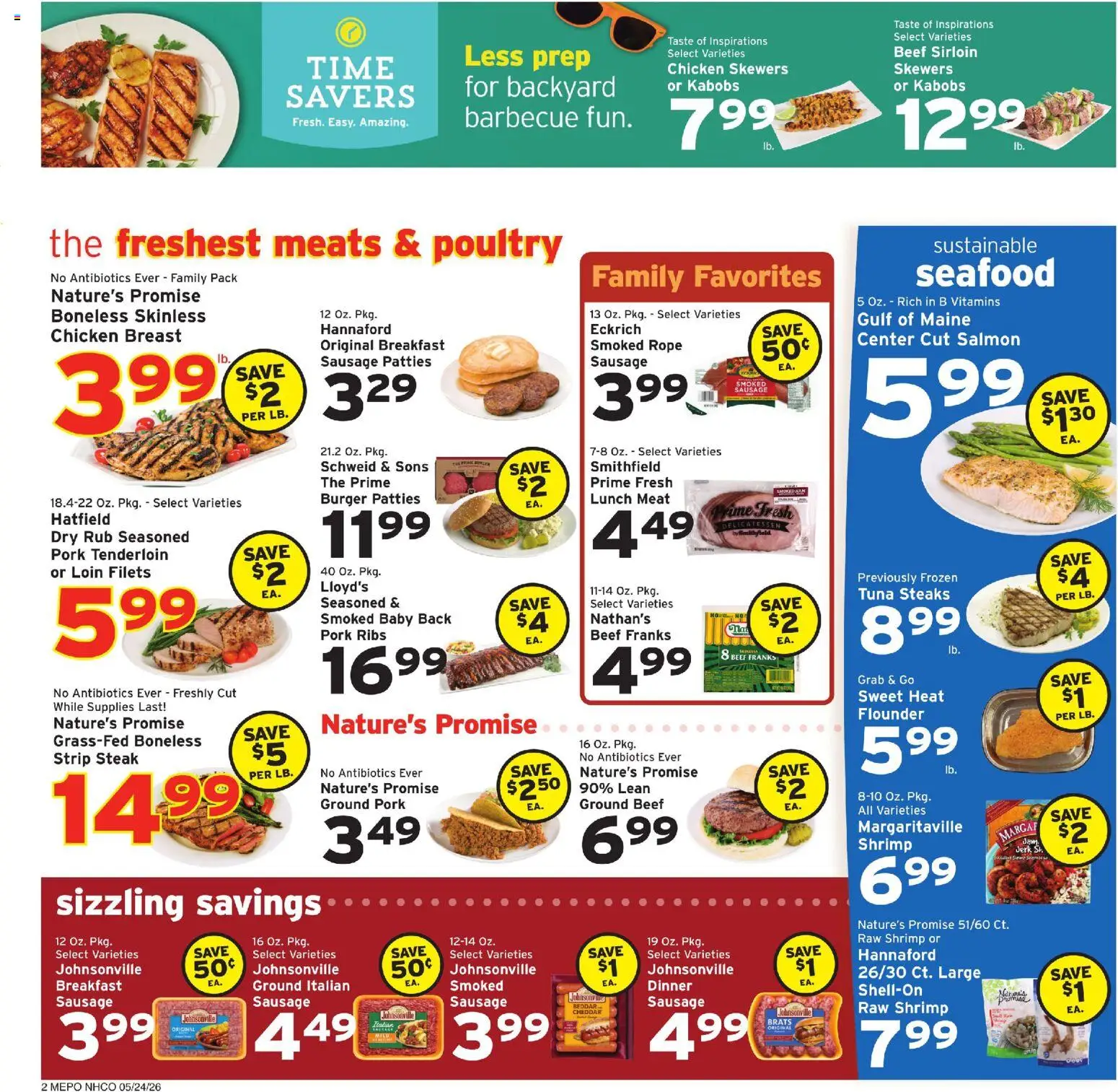 Hannaford Weekly Ad - valid from 24.05.2026 | Page: 2 | Products: Pork, Beef, Seafood, Sausage