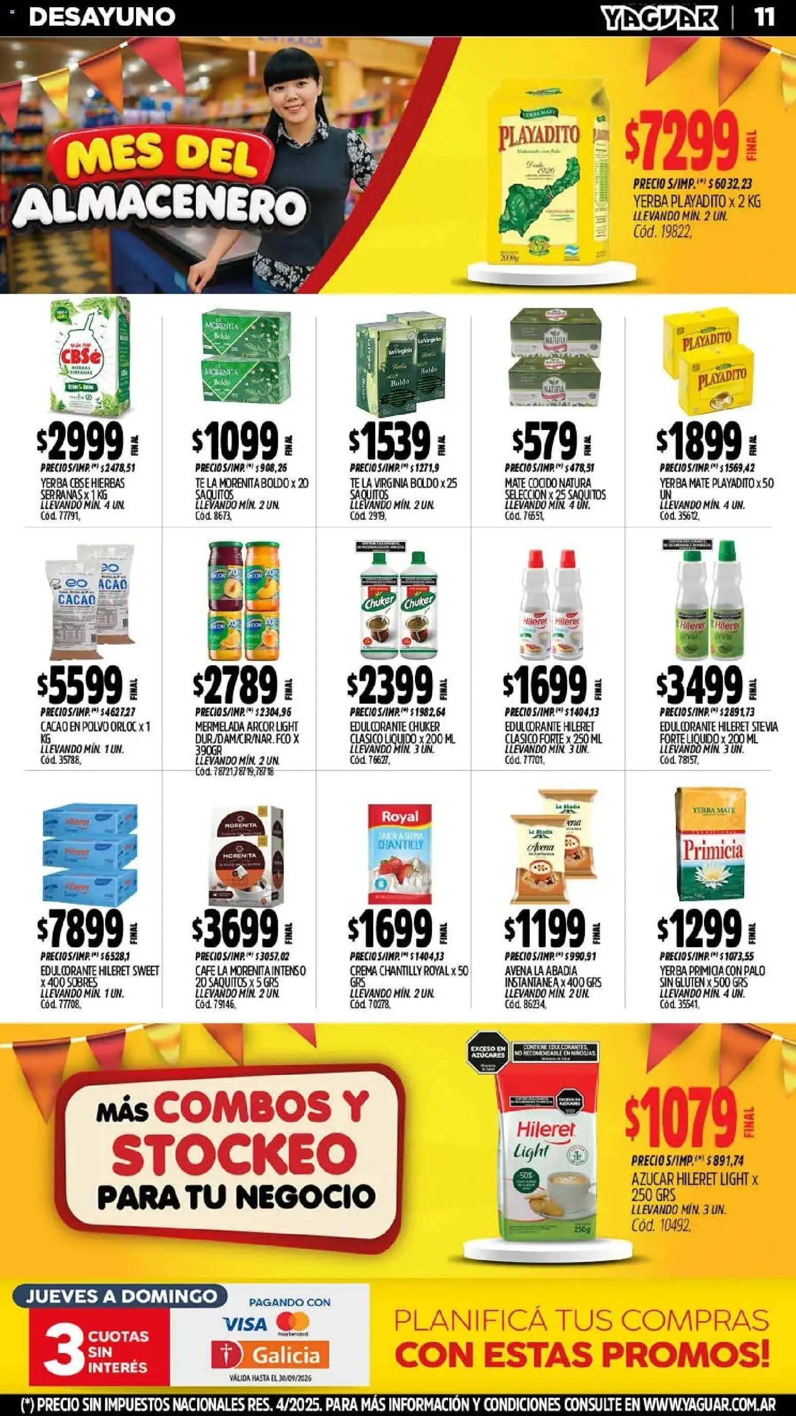 Yaguar - Oferta Semanal Misiones │ válido desde el 28/09/2026 | Página: 11 | Productos: Azucar, Té, Mate cocido, Crema