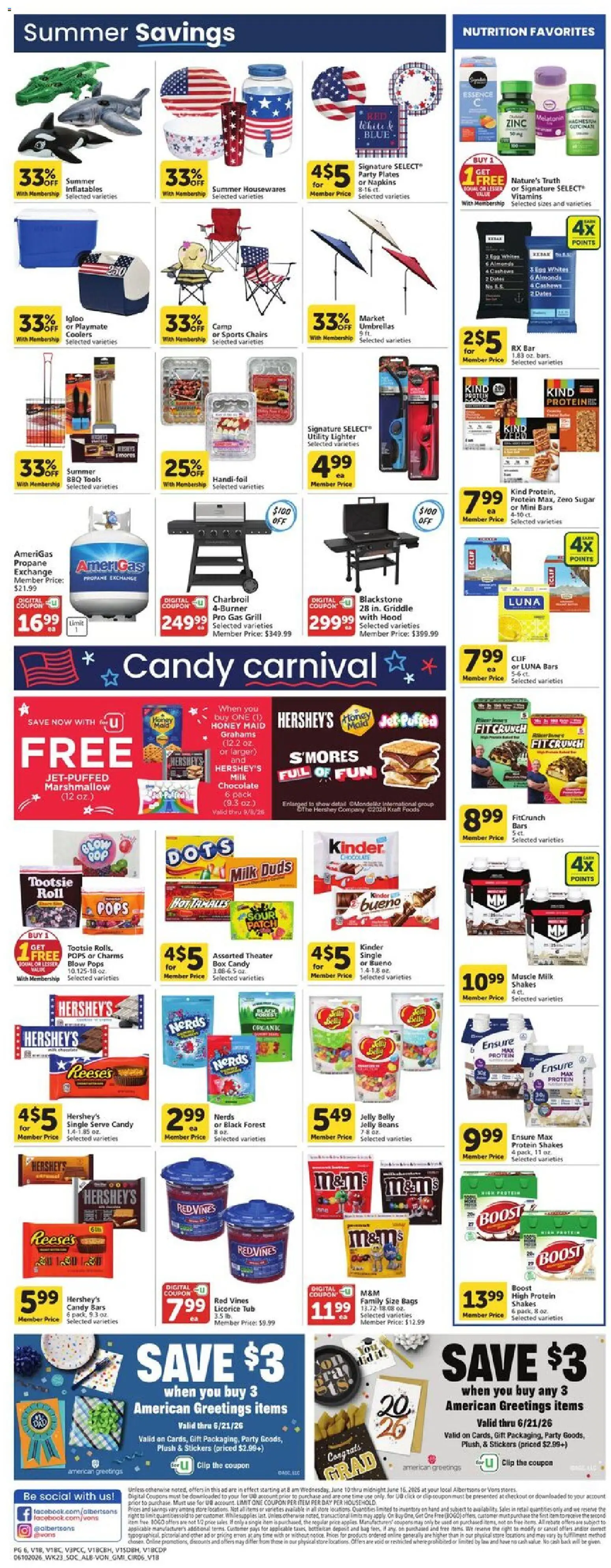 Vons Weekly Ad - valid from 10.06.2026 | Page: 6 | Products: Box, Griddle, Sugar, Grill