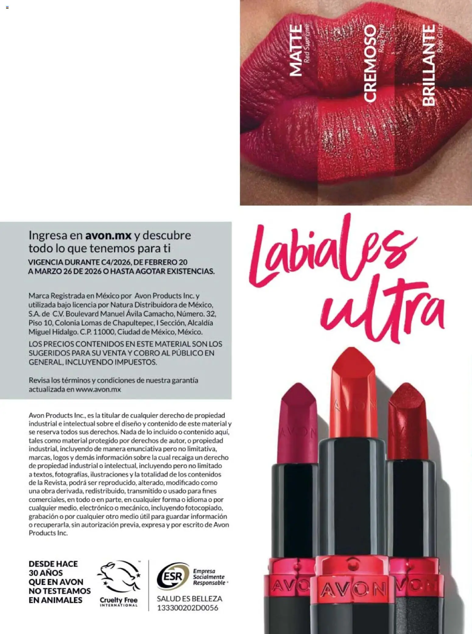 Nuevas ofertas de AVON válidas en toda la República Mexicana desde el 20/02/2026. ¡Encuentra las mejores ofertas en AVON campaña 4 2026! | Página: 10 | Productos: Sobre