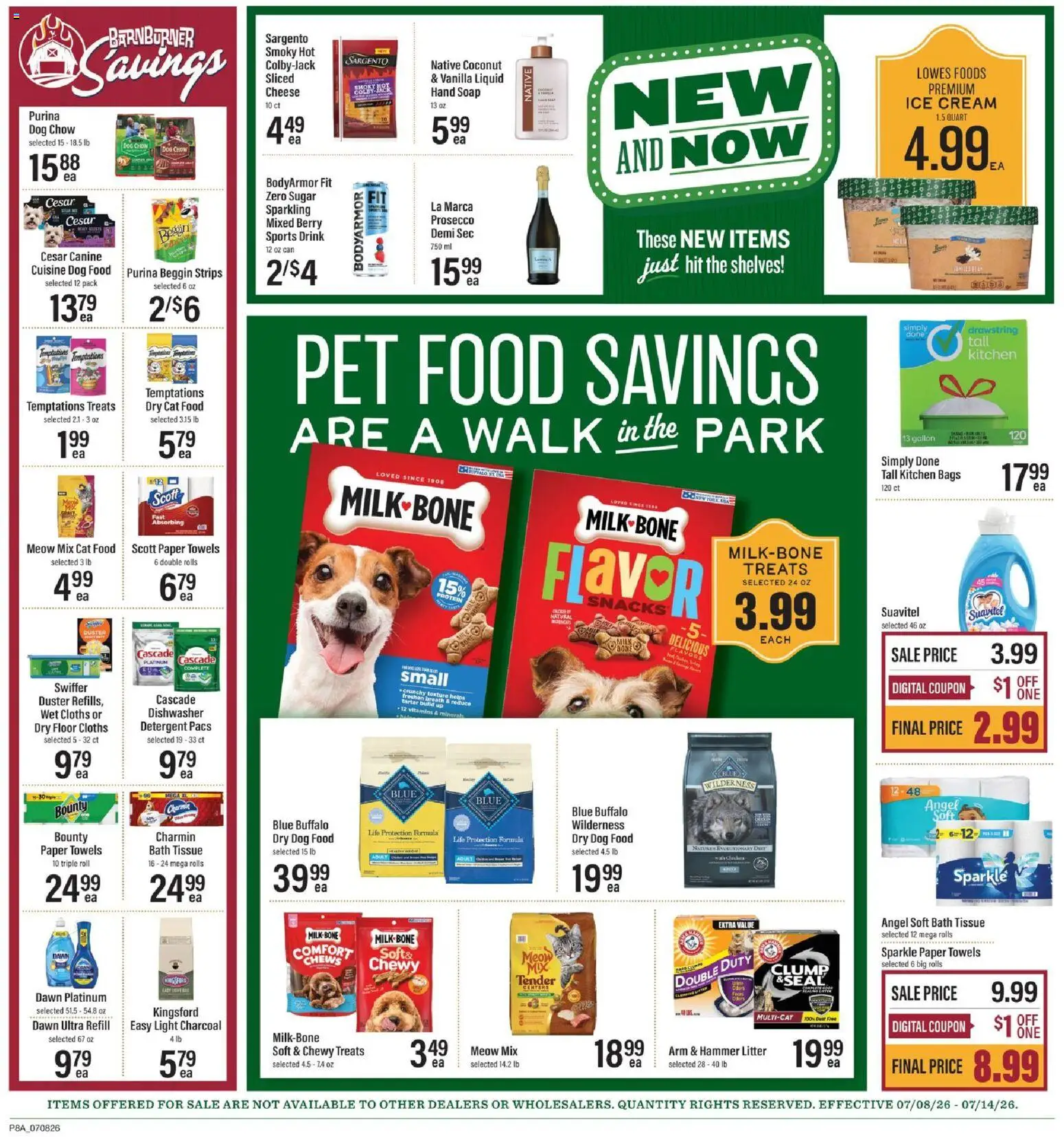 Lowes Foods Weekly Ad - valid from 07/08/2026 | Page: 13 | Products: Dog Food, Hammer, Cheese, Dishwasher