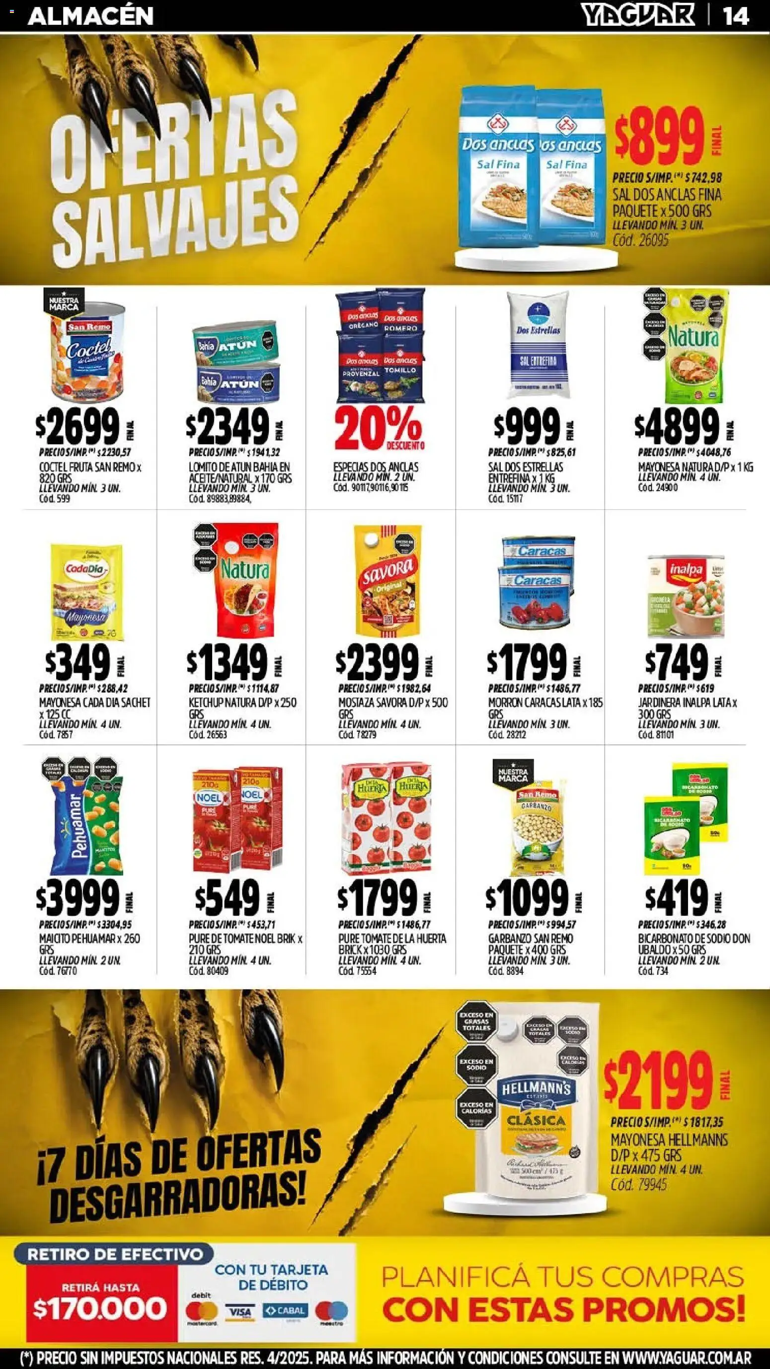 Yaguar - Oferta Semanal Mar del Plata │ válido desde el 03/08/2026 | Página: 14 | Productos: Sal, Pure de Tomate, Orégano, Provenzal