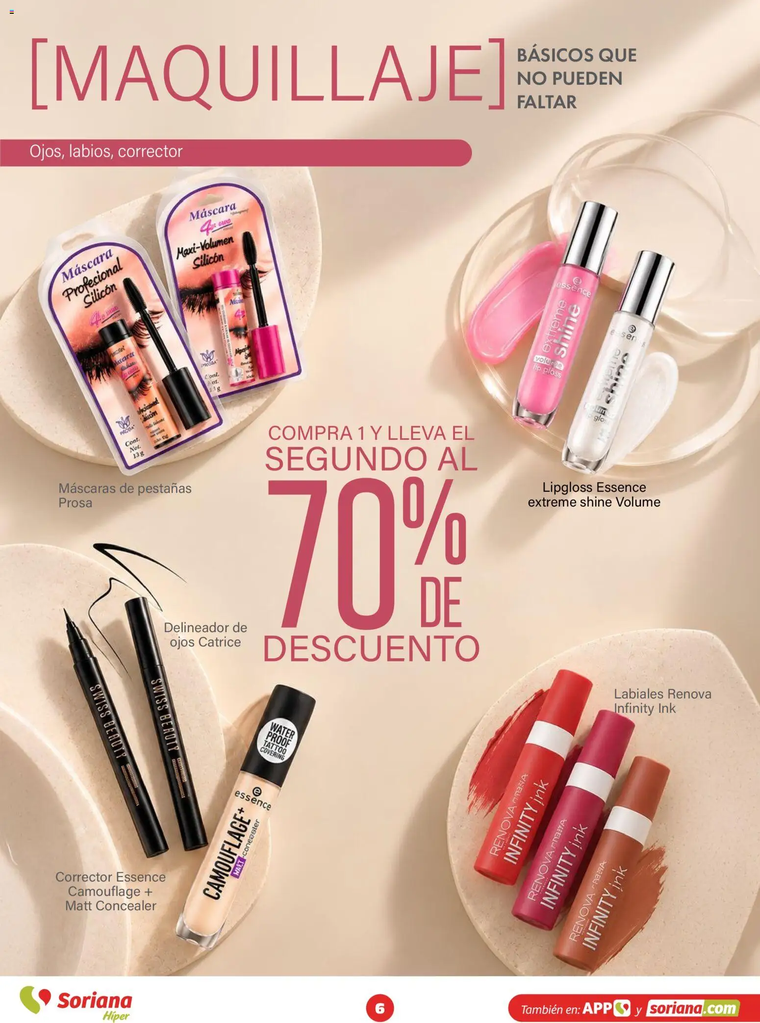 Nuevas ofertas de Soriana válidas en toda la República Mexicana desde el 30/09/2026. ¡Encuentra las mejores ofertas en Soriana Híper - Modo #Glowing! | Página: 6 | Productos: Máscara, Maquillaje, Delineador de ojos, Delineador
