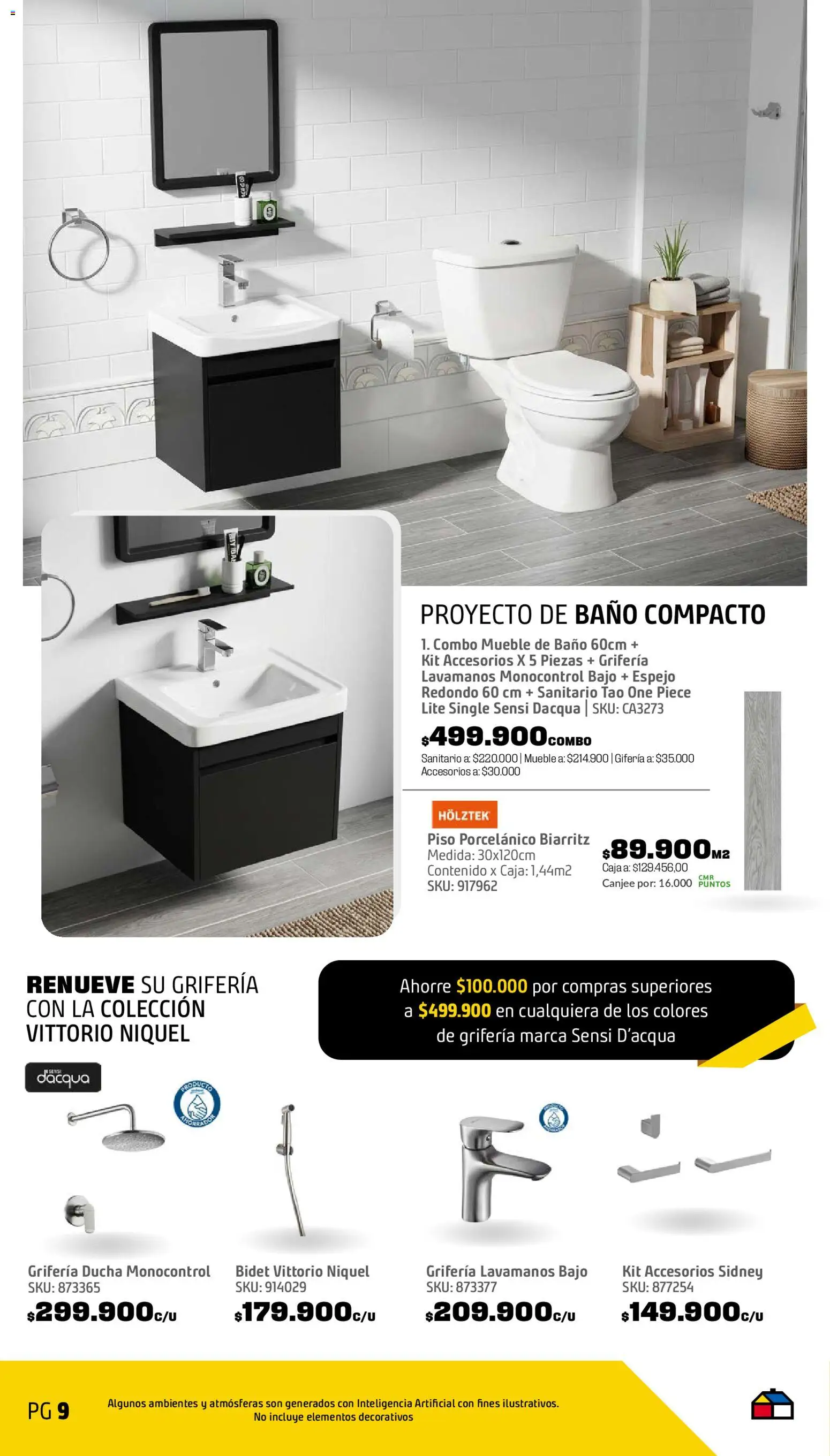 Homecenter revista - valida desde el 08/09/2026 | Página: 10 | Productos: Bajo, Mueble de baño, Sanitario, Caja