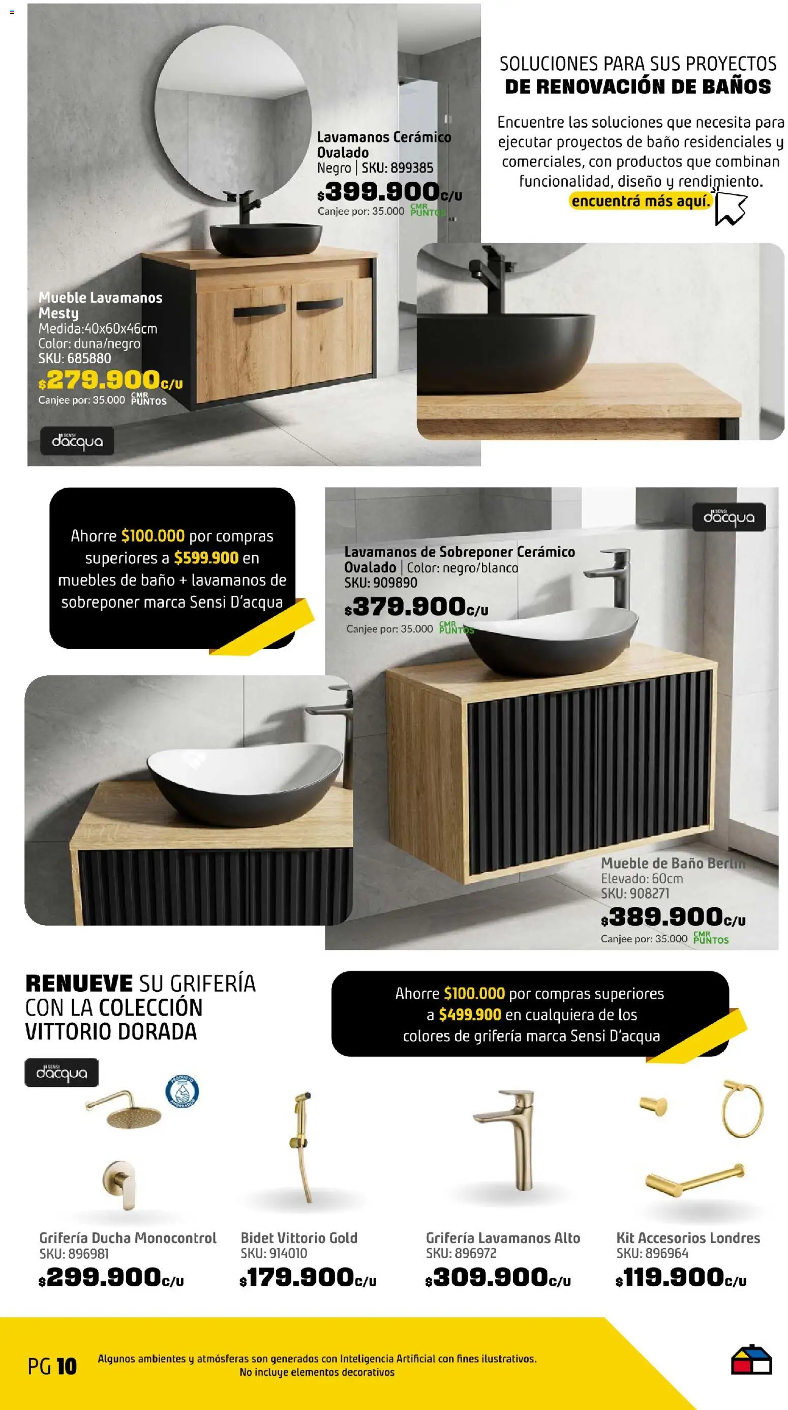Homecenter revista - valida desde el 08/09/2026 | Página: 10 | Productos: Bajo, Sanitario, Caja, Espejo