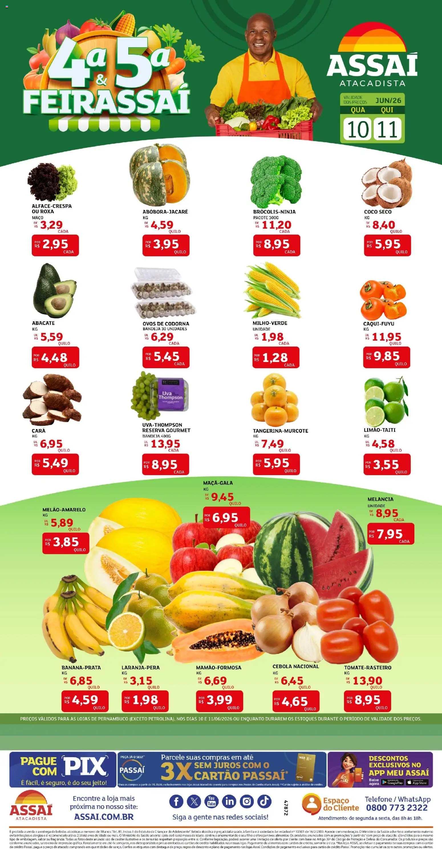 Assaí Atacadista Folheto - válido de 10.06.2026 | Página: 1 | Produtos: Ovos, Pneus, Bebida, Telefone