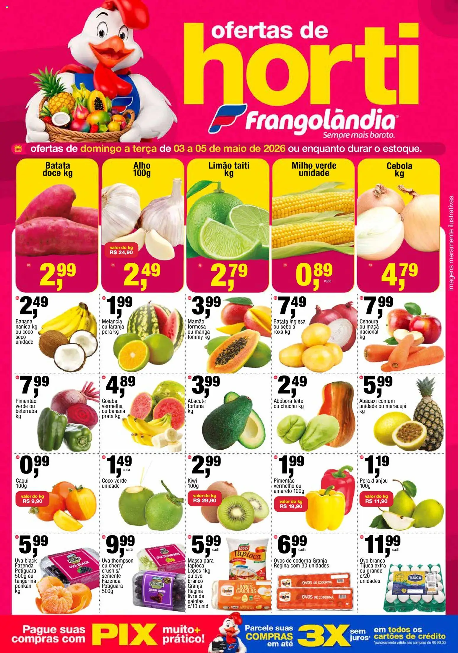 Frangolândia Folheto - válido de 03.05.2026 | Página: 1 | Produtos: Caqui, Goiaba, Melancia, Pera d'anjou
