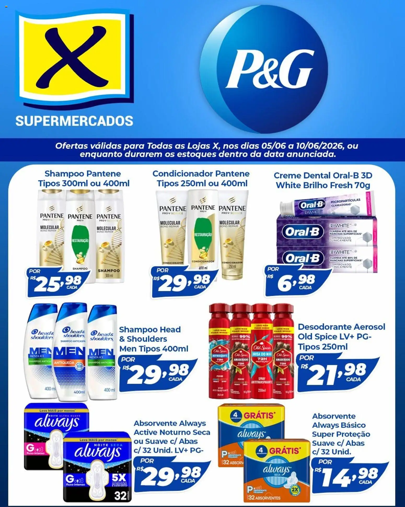 X Supermercados Folheto - válido de 05.06.2026 | Página: 1 | Produtos: Desodorante, Creme, Creme dental, Absorvente