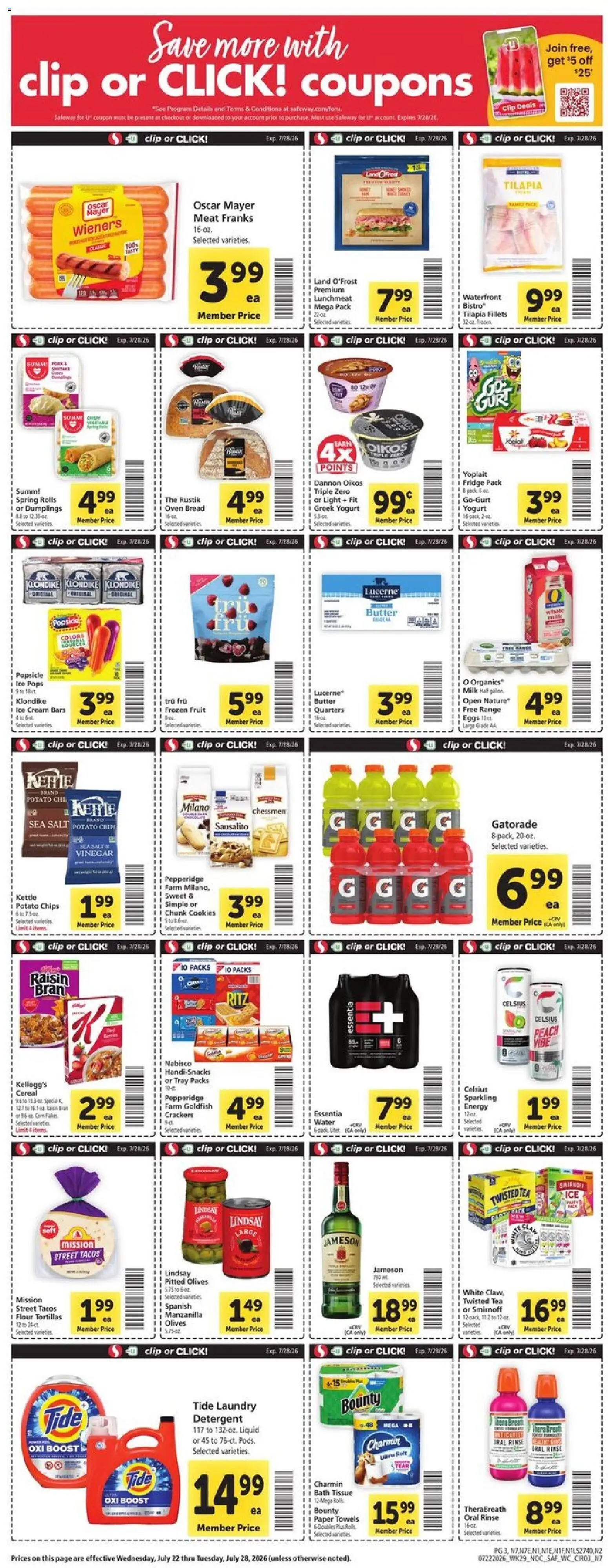 Safeway Weekly Ad - valid from 07/22/2026 | Page: 3 | Products: Clip, Ring, Yogurt, Kettle