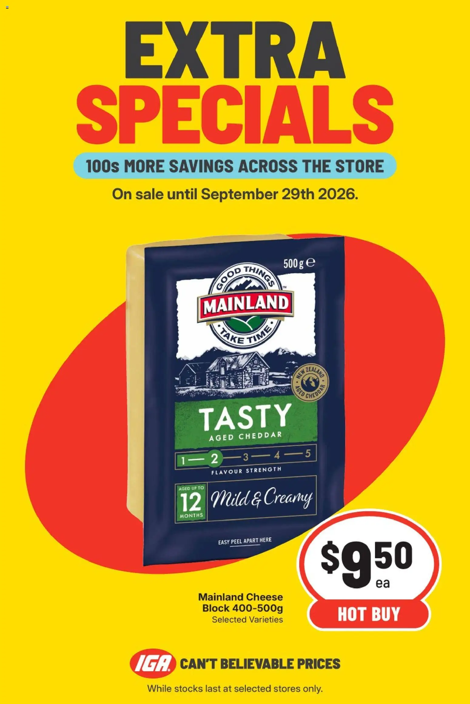 IGA catalogue - valid from 23/09/2026 | Page: 3 | Products: Cheese, Peel, Cheddar