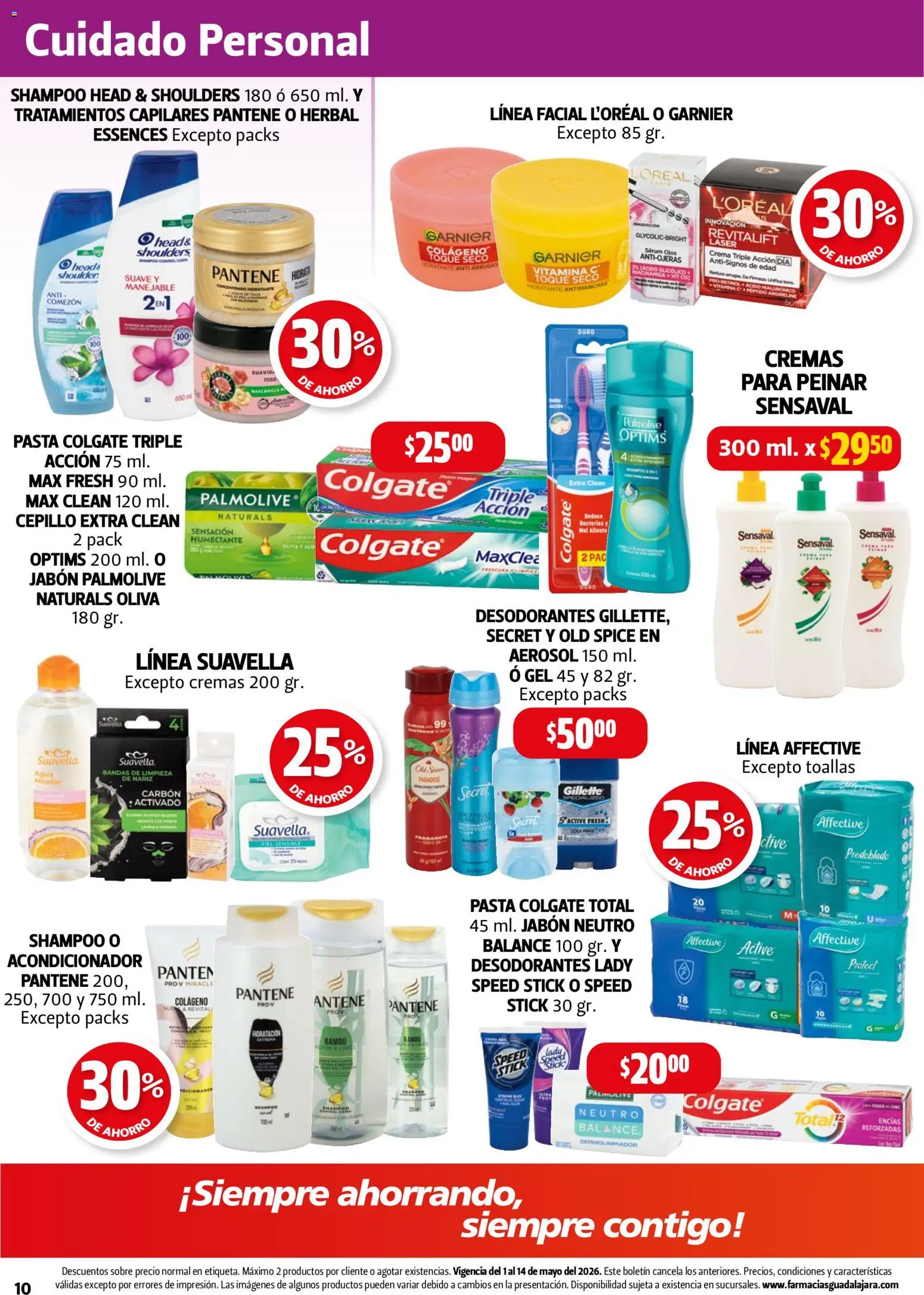 Nuevas ofertas de Farmacia Guadalajara válidas en toda la República Mexicana desde el 01.05.2026. ¡Encuentra las mejores ofertas en Farmacia Guadalajara catálogo! | Página: 10 | Productos: Pasta, Fragancia, Acondicionador, Sobre