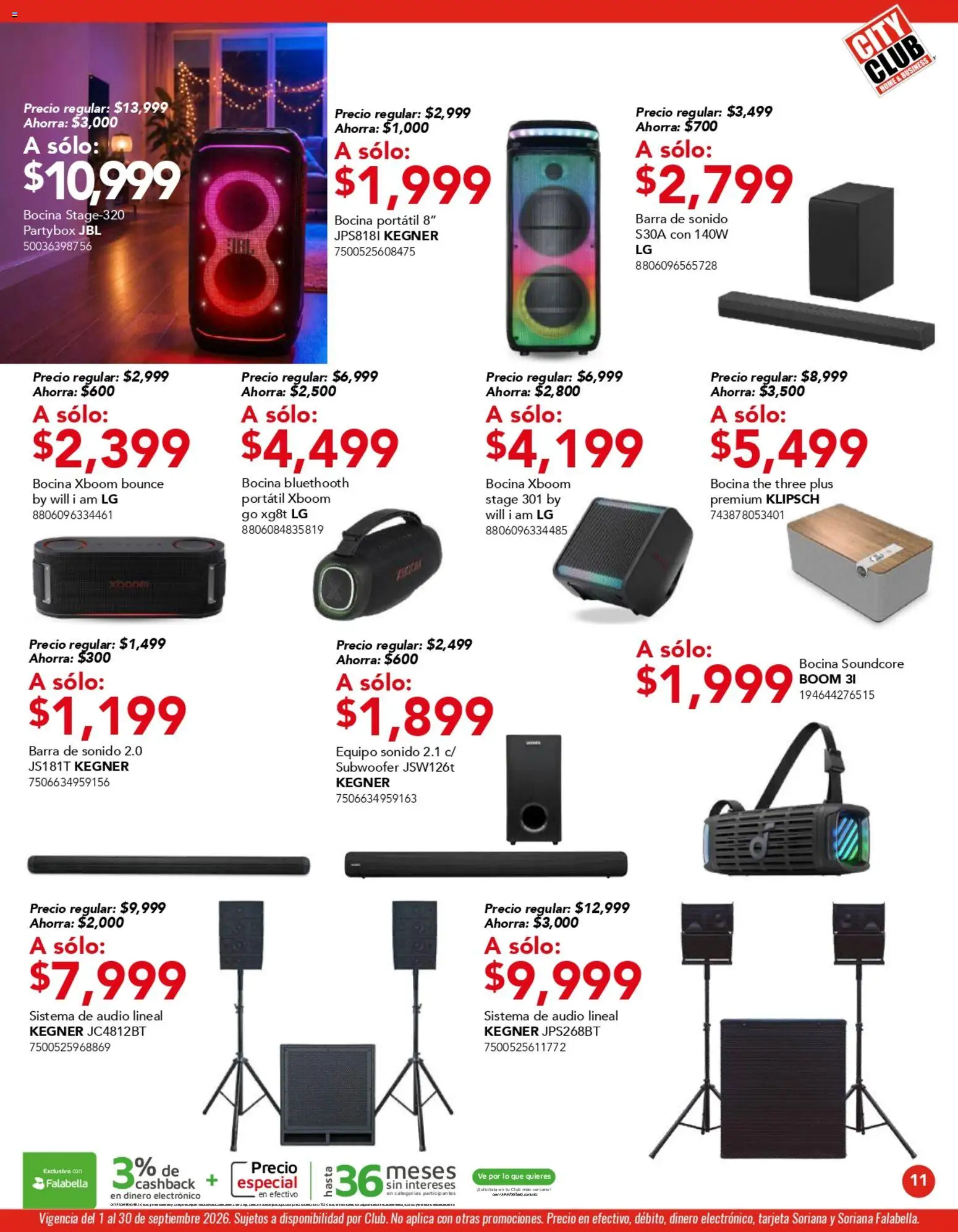 Nuevas ofertas de City Club válidas en toda la República Mexicana desde el 01/09/2026. ¡Encuentra las mejores ofertas en City Club catálogo! | Página: 11 | Productos: Barra de sonido, Audio, Bocina, Barra