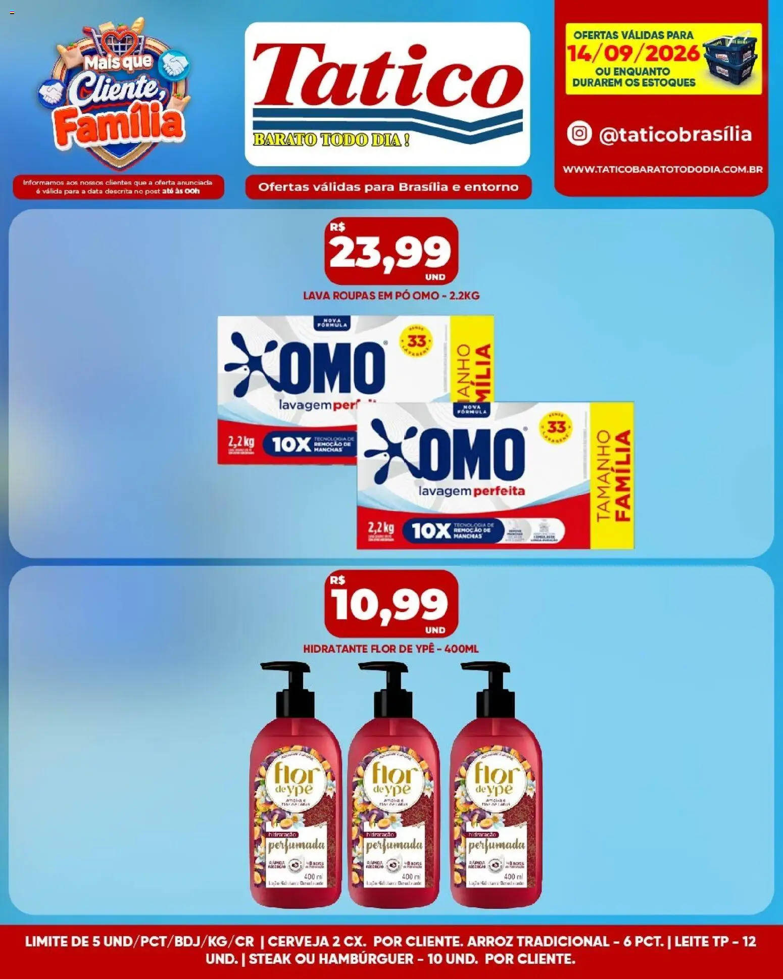 Tatico Folheto - válido de 14/09/2026 | Página: 10 | Produtos: Leite, Arroz, Roupas, Hambúrguer