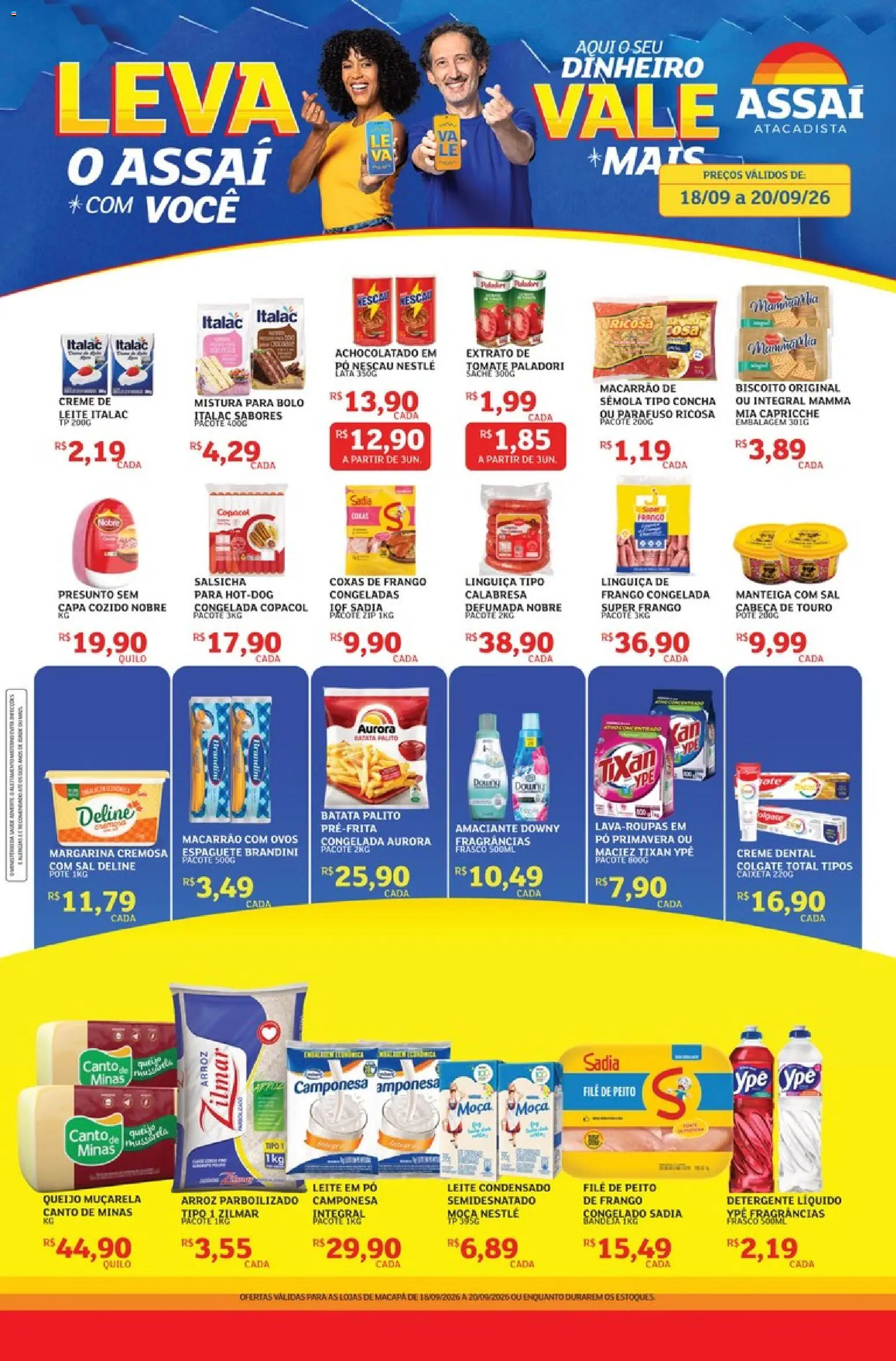 Assaí Atacadista Folheto - válido de 18/09/2026 | Página: 1 | Produtos: Creme, Creme dental, Leite condensado, Mistura para bolo