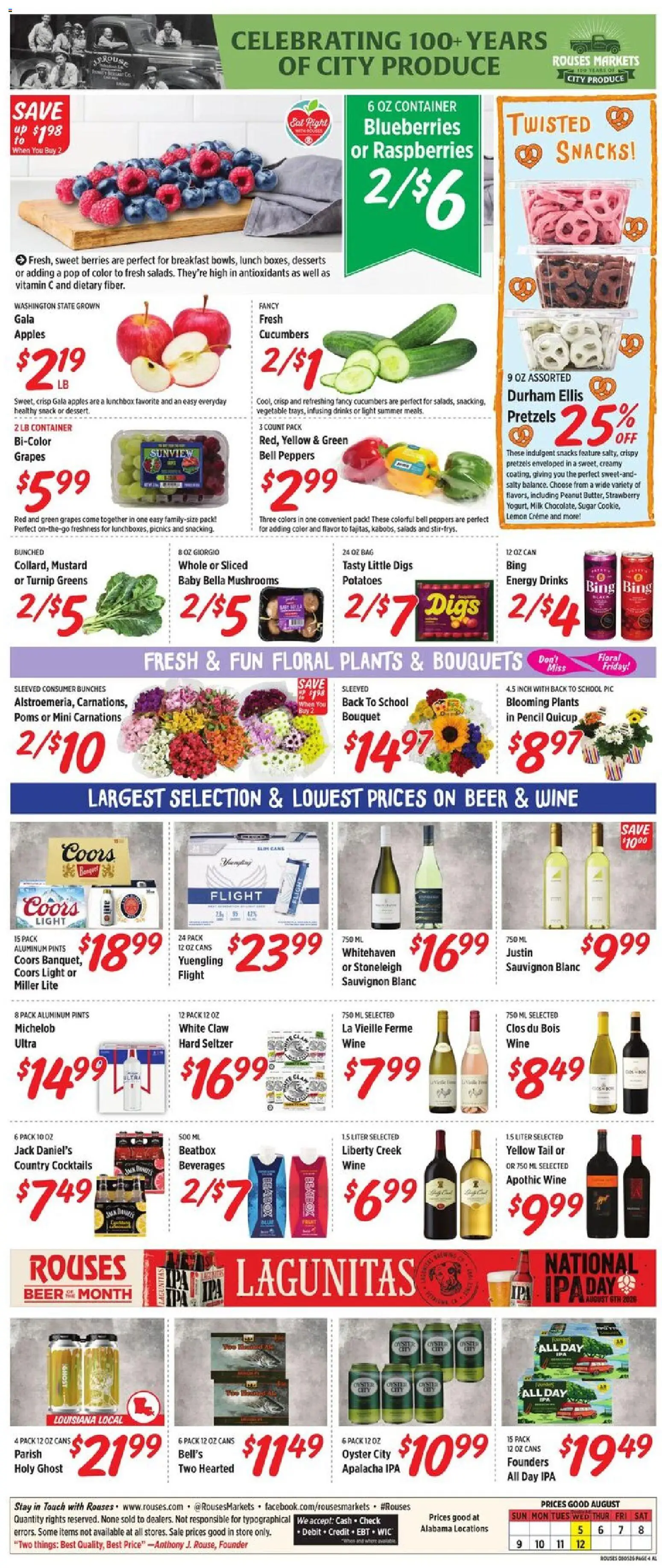 Rouses Weekly Ad - valid from 08/05/2026 | Page: 8 | Products: Berries, Pencil, Milk, Bag