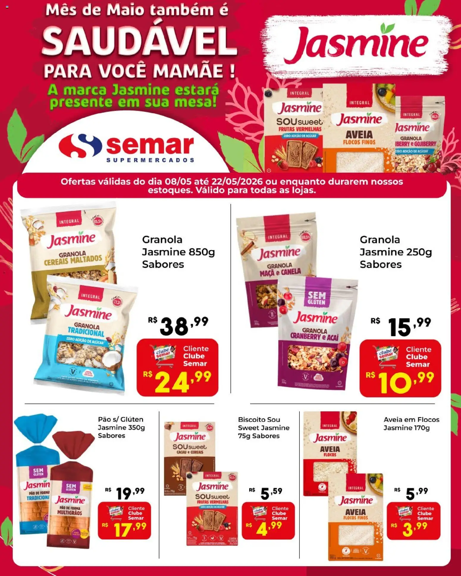 Semar Supermercado Folheto - válido de 08.05.2026 | Página: 1 | Produtos: Pão, Açúcar, Canela, Açaí