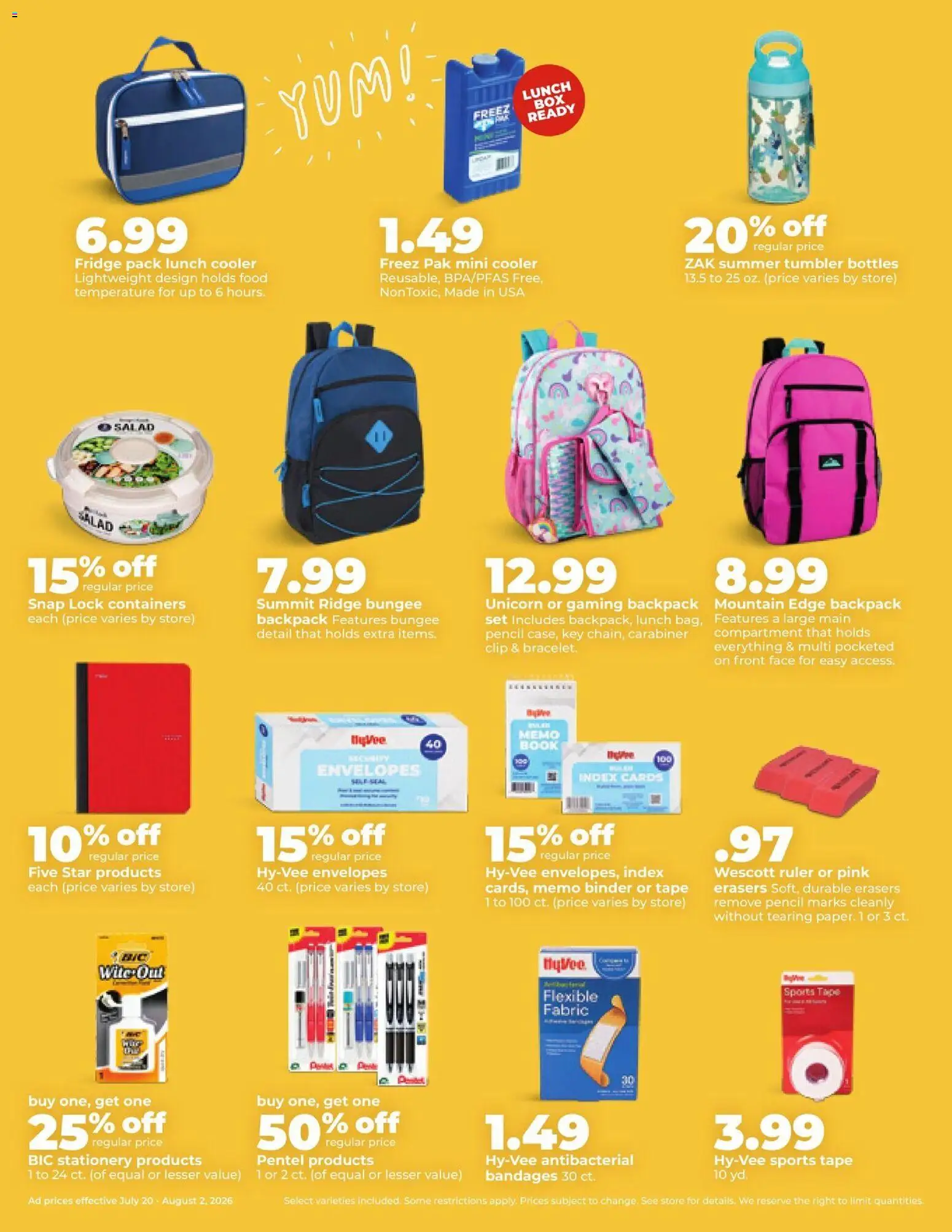 HyVee Weekly Ad - valid from 07/20/2026 | Page: 38 | Products: Pencil, Clip, Ridge, Backpack