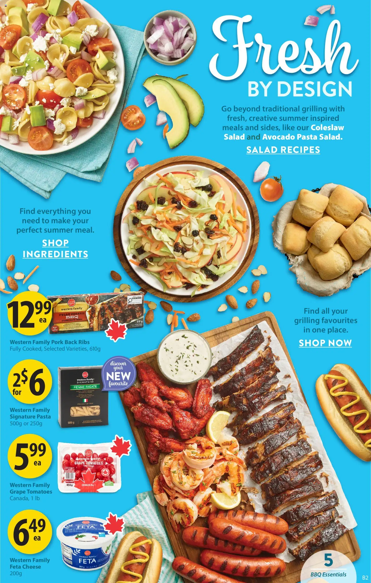 Save on foods flyer valid from Jul 23, 2026 | Page: 6 | Products: Pasta, Salad, Cheese, Tomatoes