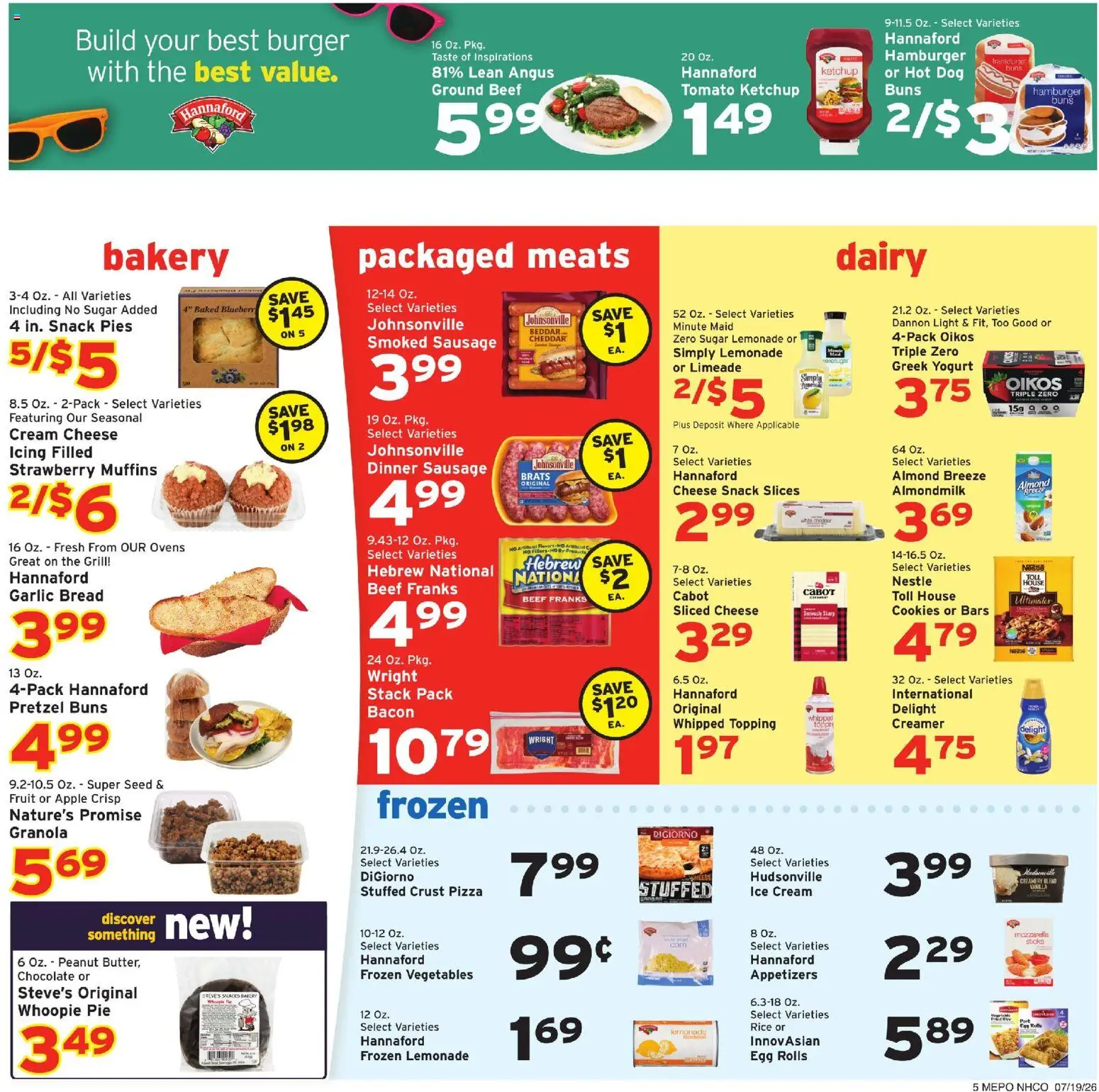 Hannaford Weekly Ad - valid from 07/19/2026 | Page: 7 | Products: Bread, Rice, Ketchup, Ice cream