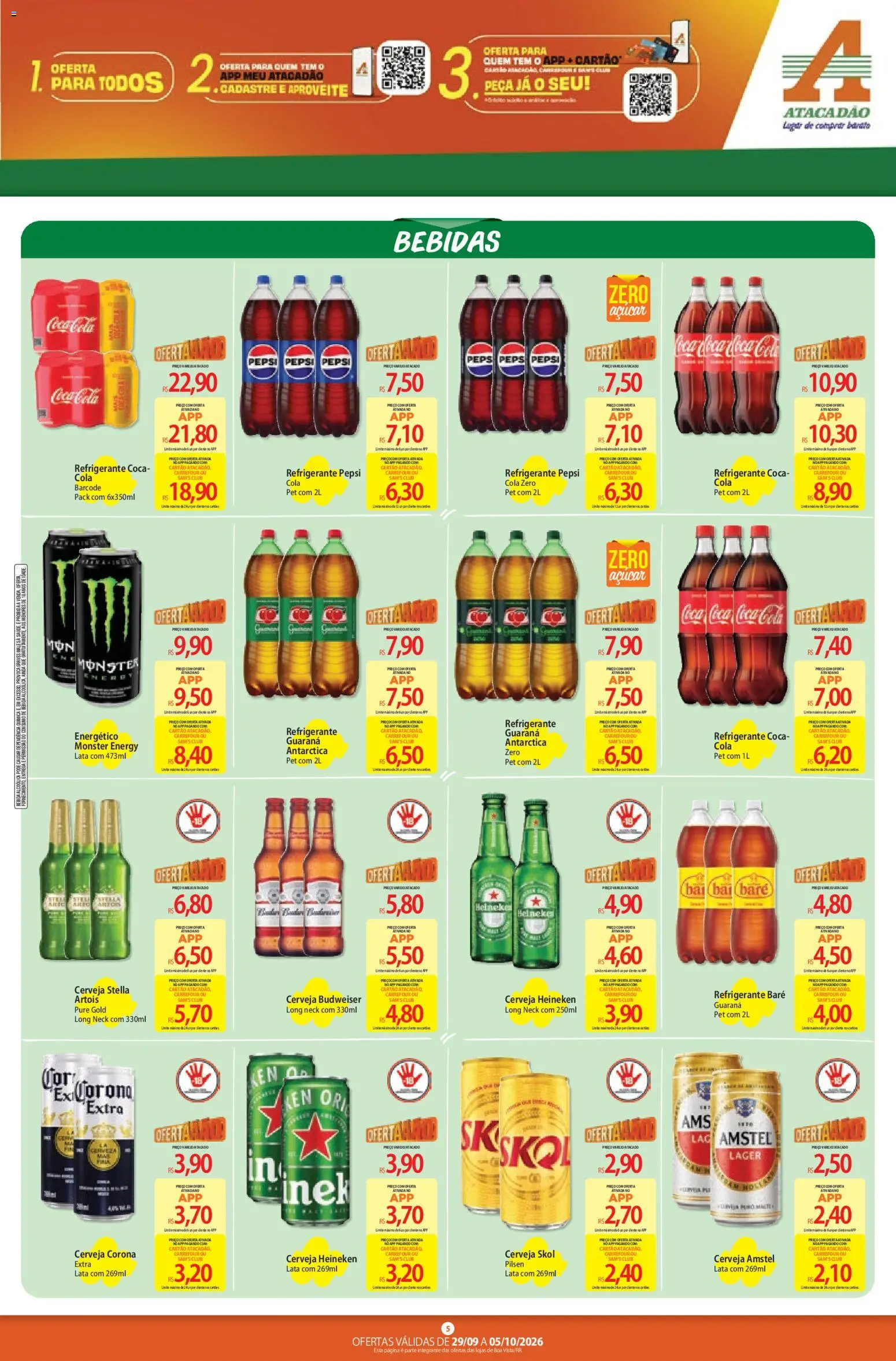 Atacadão Folheto - válido de 29/09/2026 | Página: 5 | Produtos: Energético, Cerveja, Heineken, Refrigerante