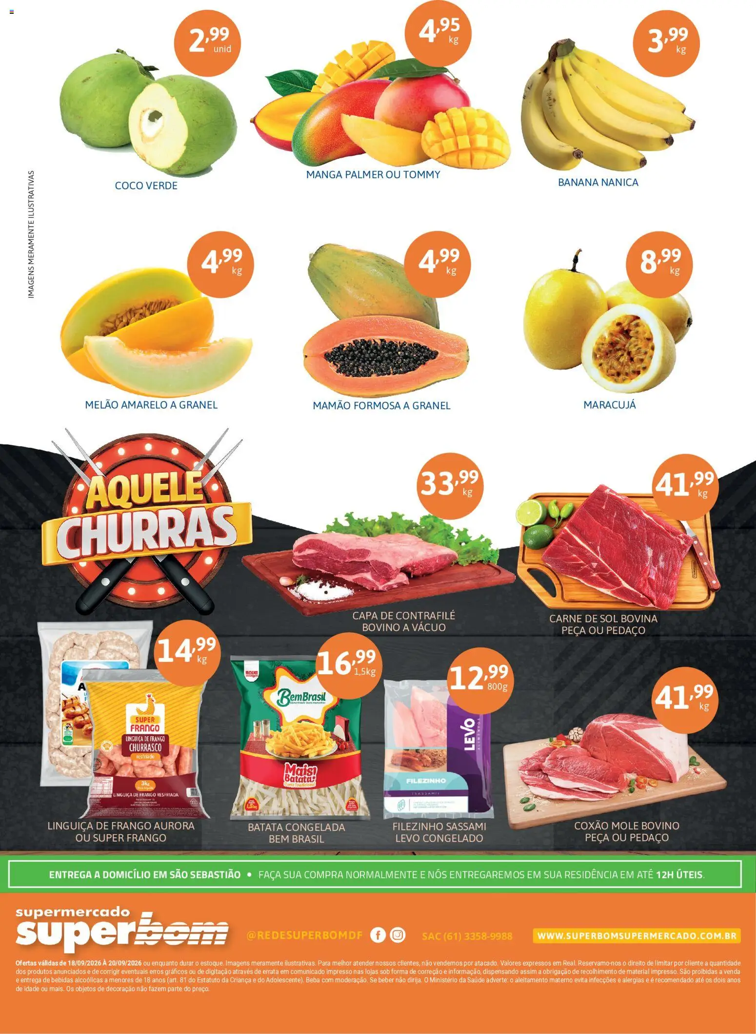 Superbom Folheto - válido de 18/09/2026 | Página: 2 | Produtos: Maracujá, Coxão mole, Faca, Mamão