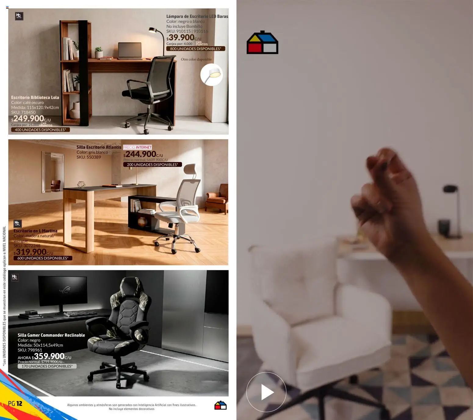 Homecenter revista - valida desde el 21.05.2026 | Página: 7 | Productos: Bombillo, Silla gamer, Silla, Lámpara