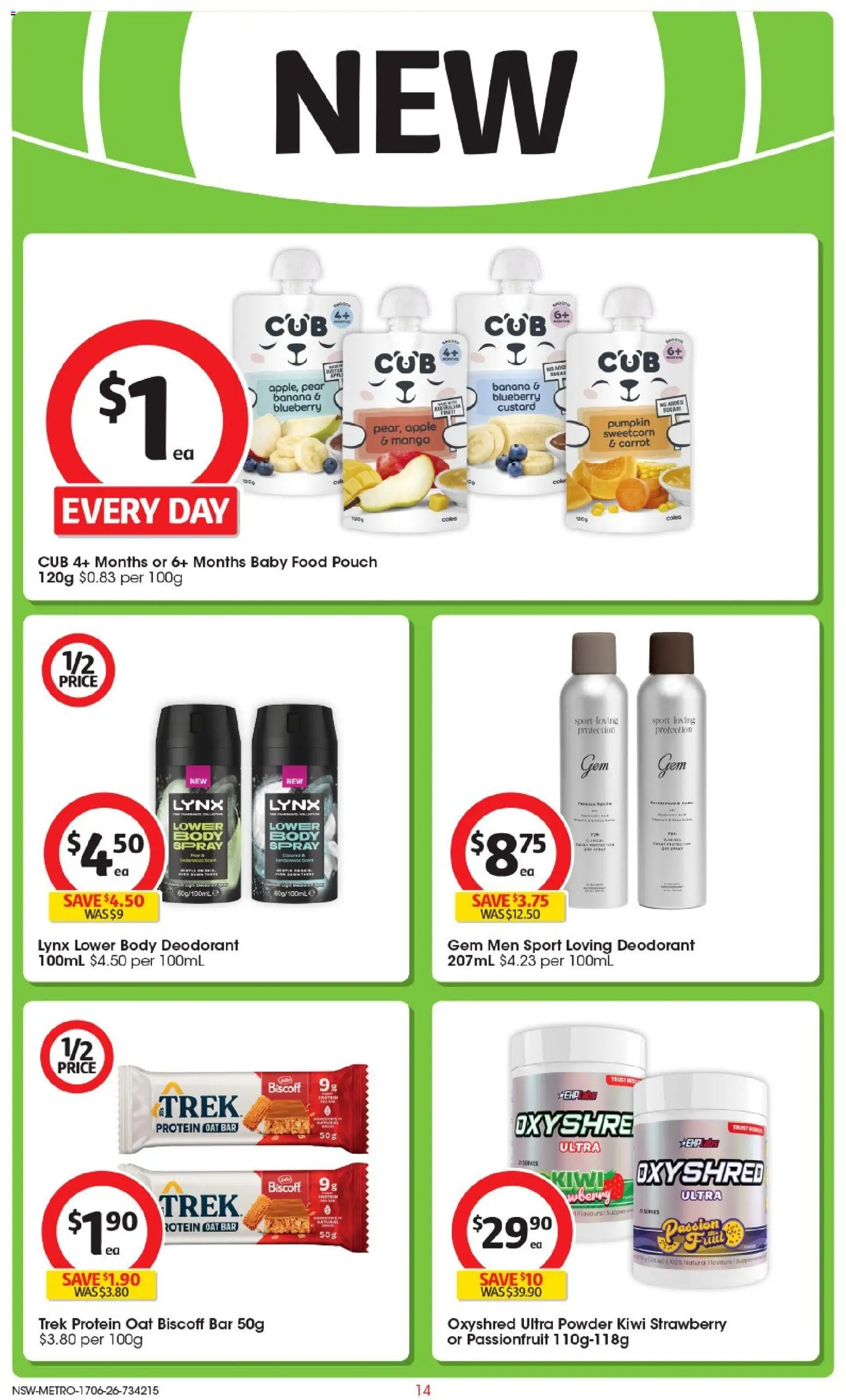 Coles catalogue - valid from 17.06.2026 | Page: 14 | Products: Deodorant, Baby food, Pumpkin, Pear