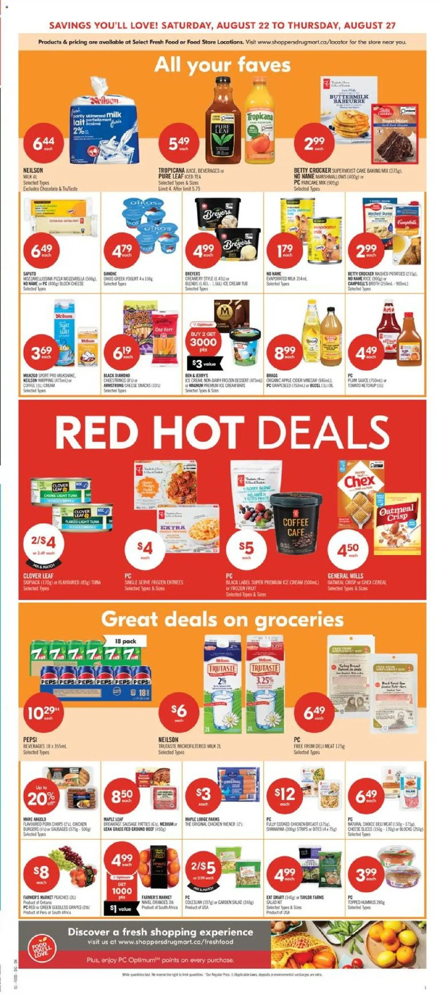 Shoppers flyer valid from Aug 22, 2026 | Page: 4 | Products: Rice, Iced tea, Tomato, Food