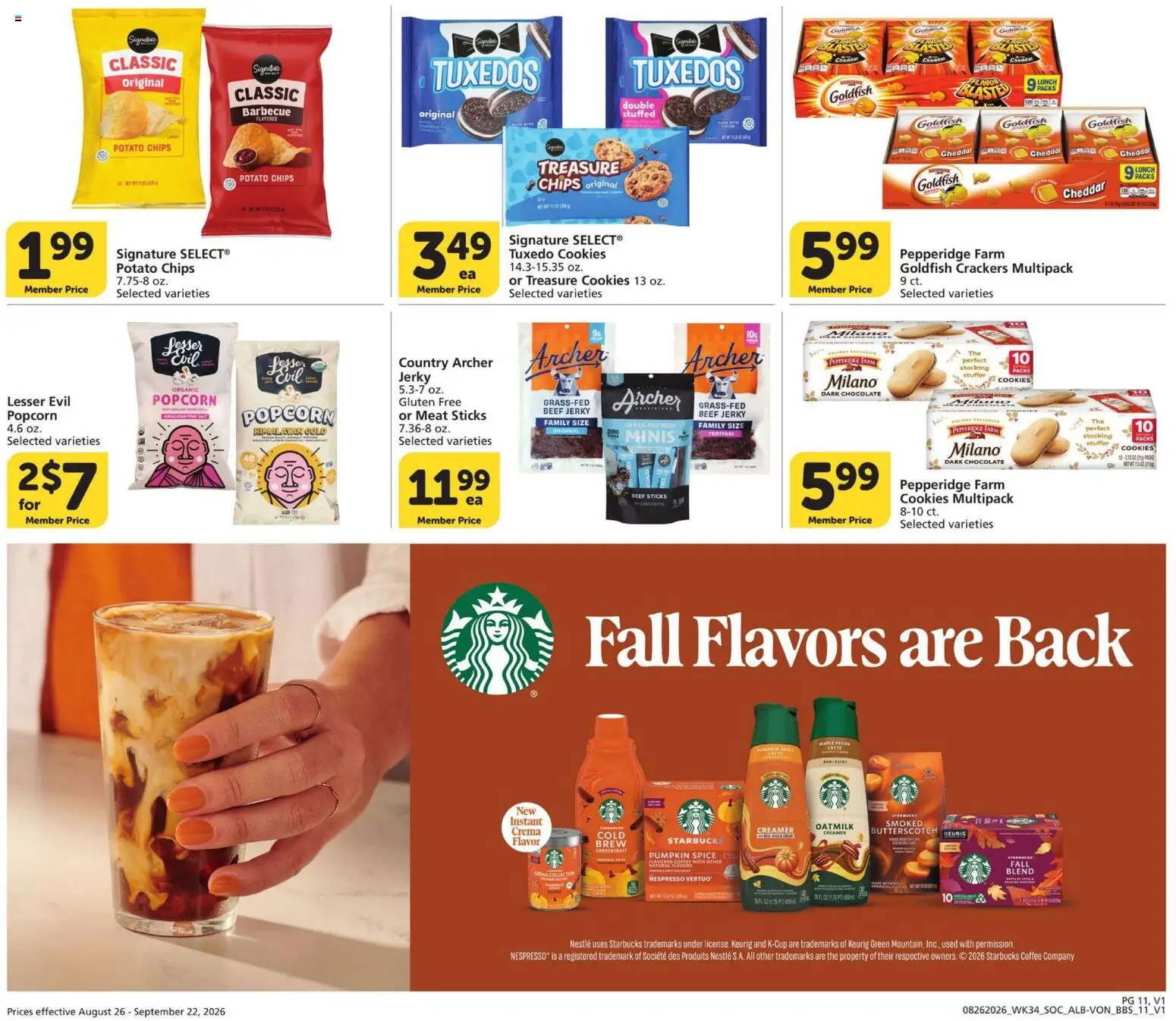 Vons Big Book of Savings - valid from 08/26/2026 | Page: 11 | Products: Crackers, Popcorn, Chips, Cookies