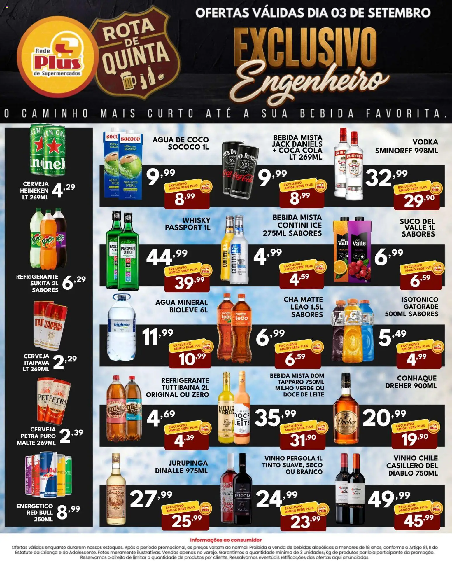 Rede Plus Supermercados Folheto - válido de 03/09/2026 | Página: 5 | Produtos: Gatorade, Leite, Vinho, Isotônico