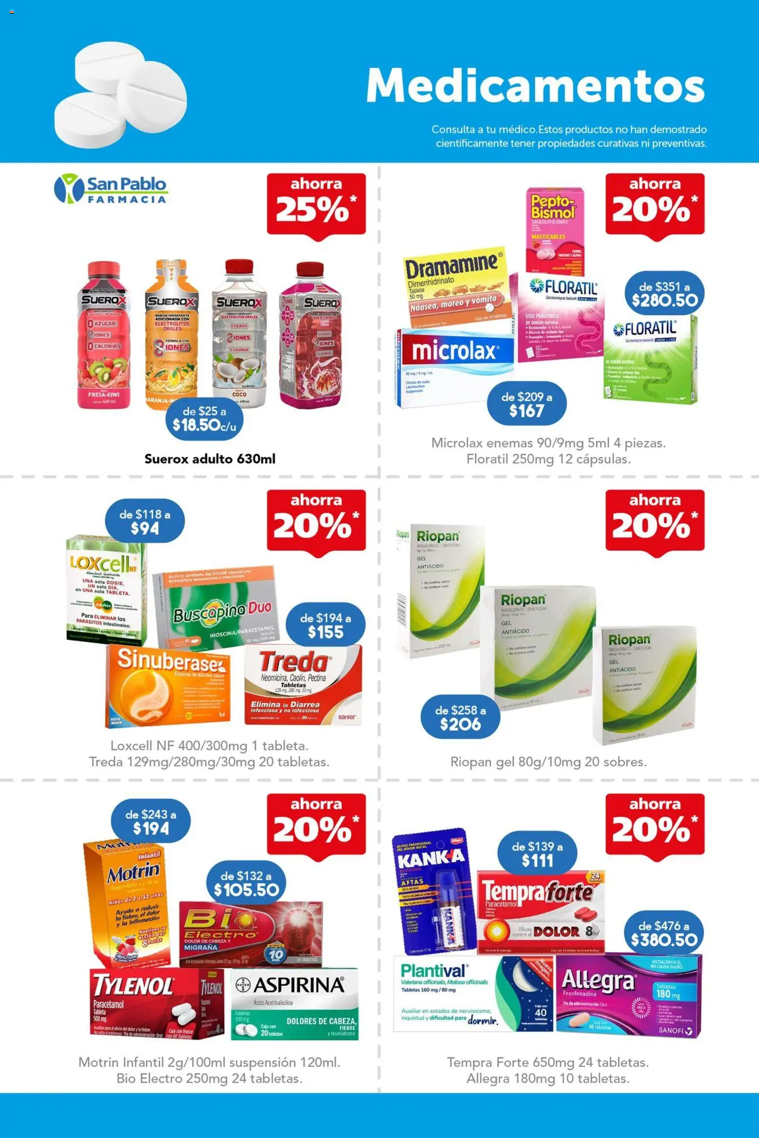 Nuevas ofertas de Farmacia San Pablo válidas en toda la República Mexicana desde el 17.05.2026. ¡Encuentra las mejores ofertas en Farmacia San Pablo catálogo! | Página: 9 | Productos: Azúcar, Antiácido, Caja, Tableta