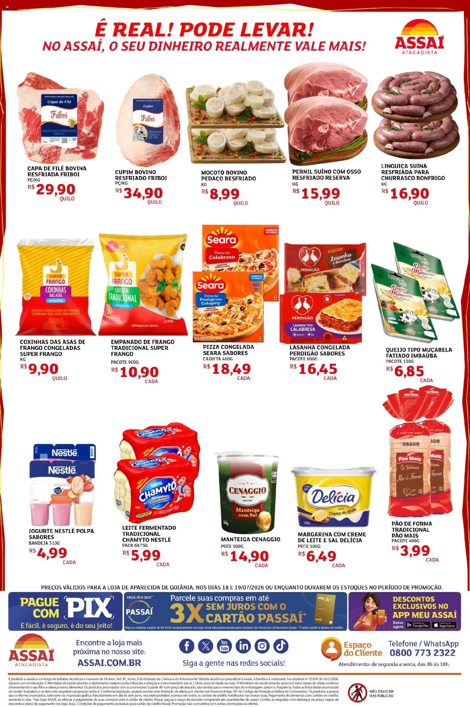 Assaí Atacadista Folheto - válido de 18/07/2026 | Página: 4 | Produtos: Creme, Bebida, Mussarela, Margarina