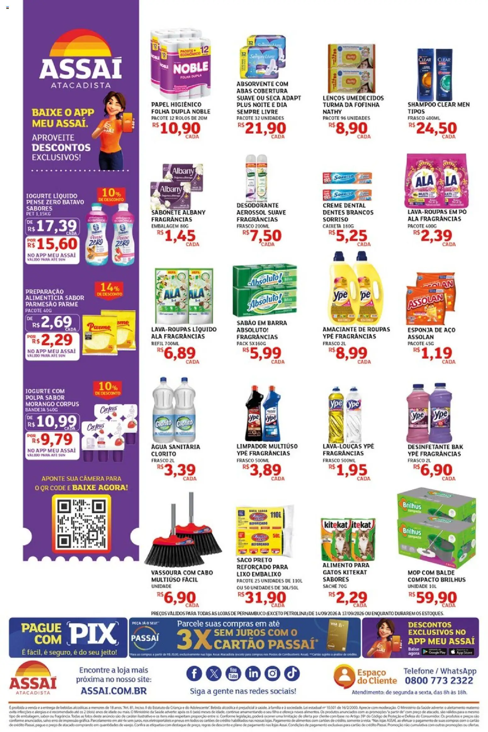 Assaí Atacadista Folheto - válido de 14/09/2026 | Página: 2 | Produtos: Sabão, Roupas, Bebida, Balde