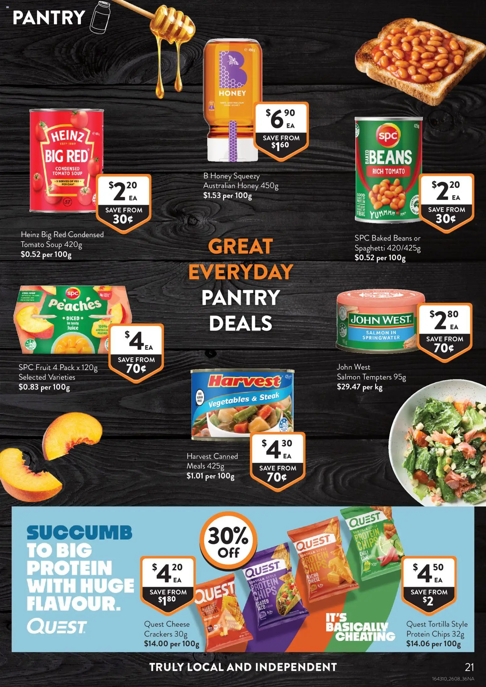 Foodworks catalogue - valid from 26/08/2026 | Page: 21 | Products: Peaches, Crackers, Honey, Salmon