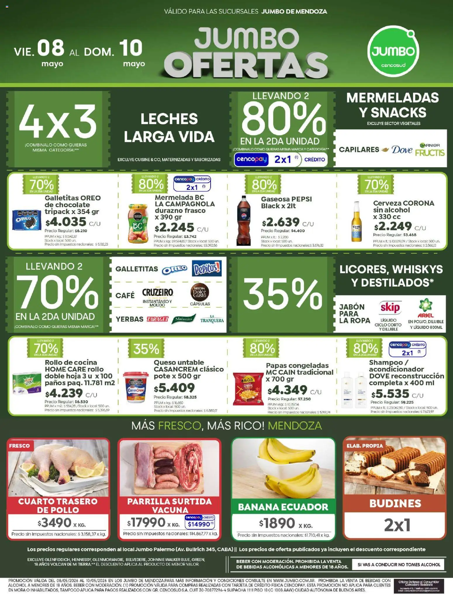 Jumbo - Ofertas | Mendoza │ válido desde el 08.05.2026 | Página: 1 | Productos: Parrilla, Pollo, Banana, Queso