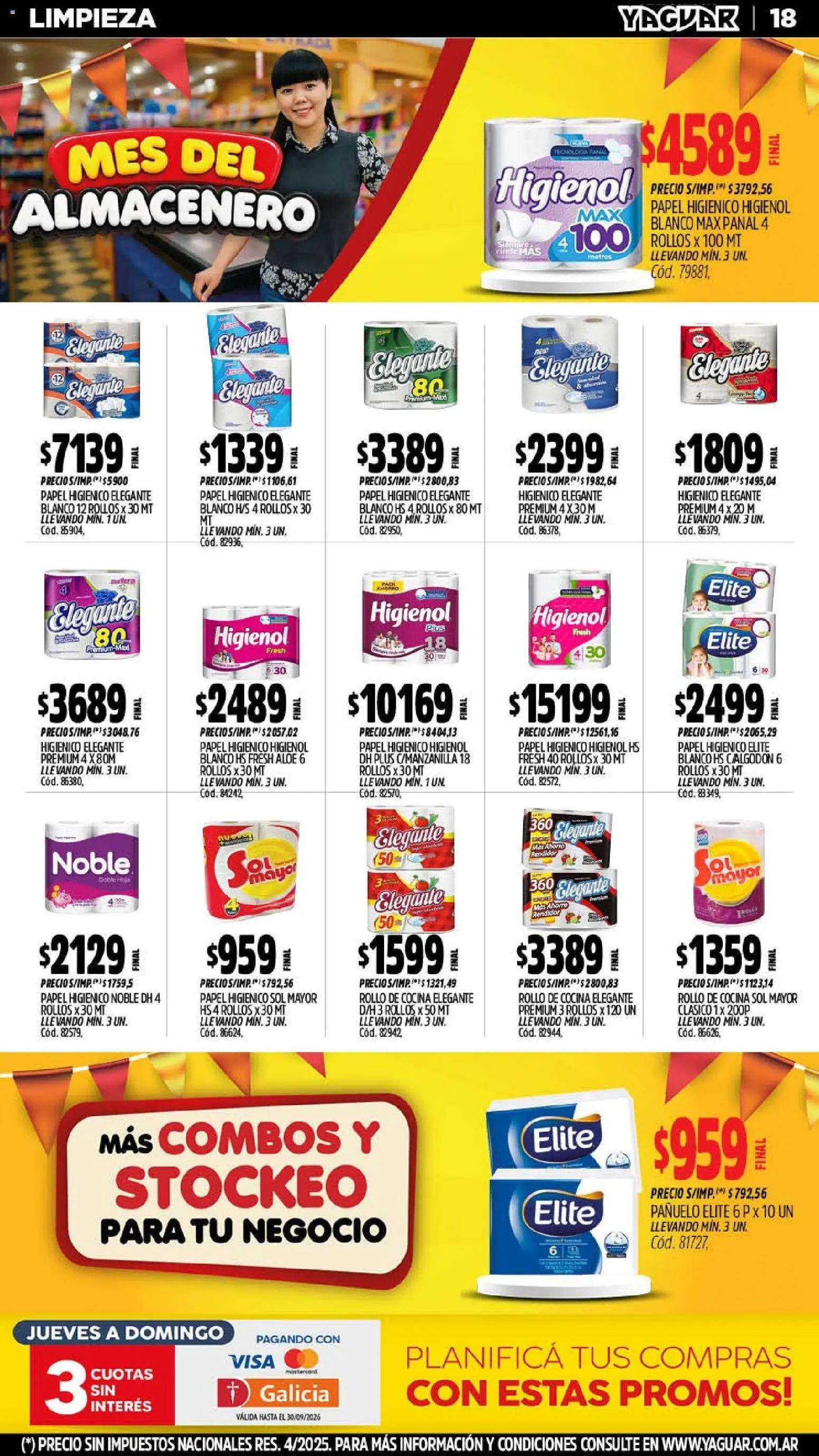 Yaguar - Oferta Semanal General Roca │ válido desde el 07/09/2026 | Página: 18 | Productos: Papel higiénico, Pañuelo, Cocina