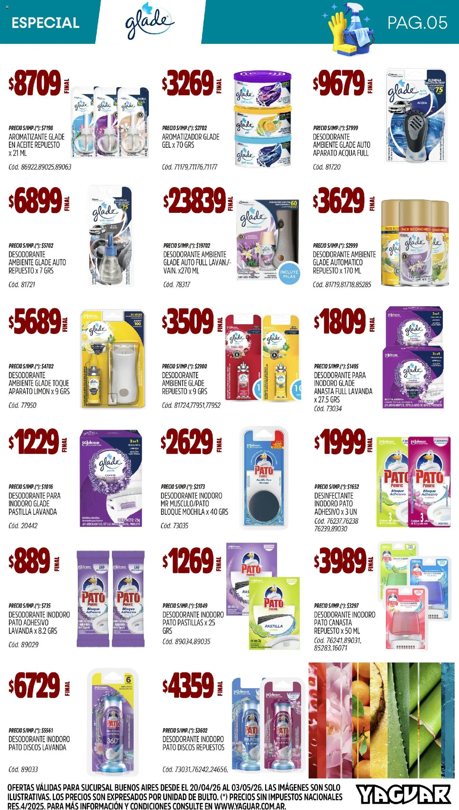 Yaguar - Especial Limpieza Buenos Aires │ válido desde el 20.04.2026 | Página: 5 | Productos: Aromatizador, Pilas, Desodorante, Mochila