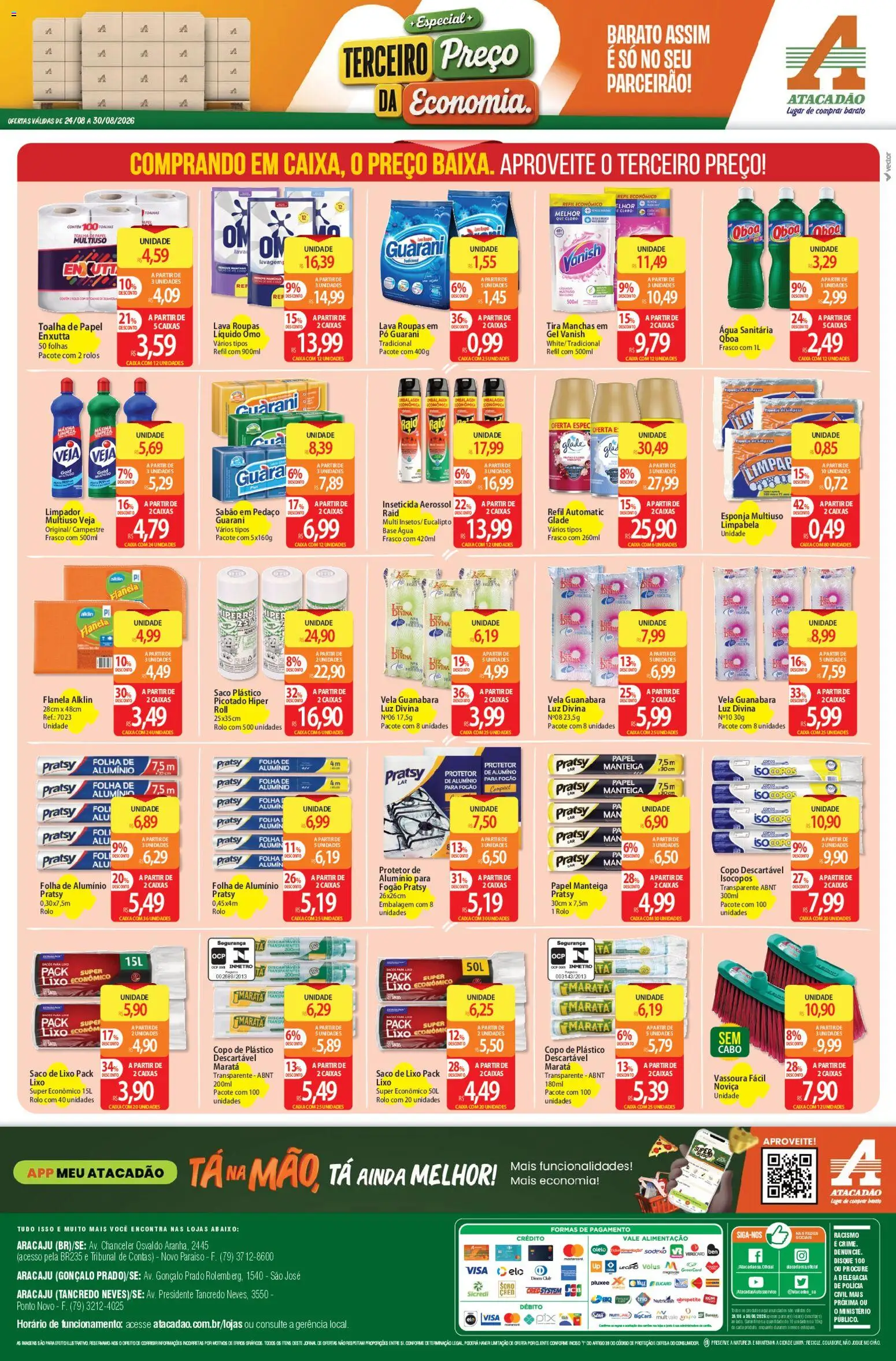 Atacadão Folheto - válido de 24/08/2026 | Página: 4 | Produtos: Cloro, Rolo, Manteiga, Água sanitária