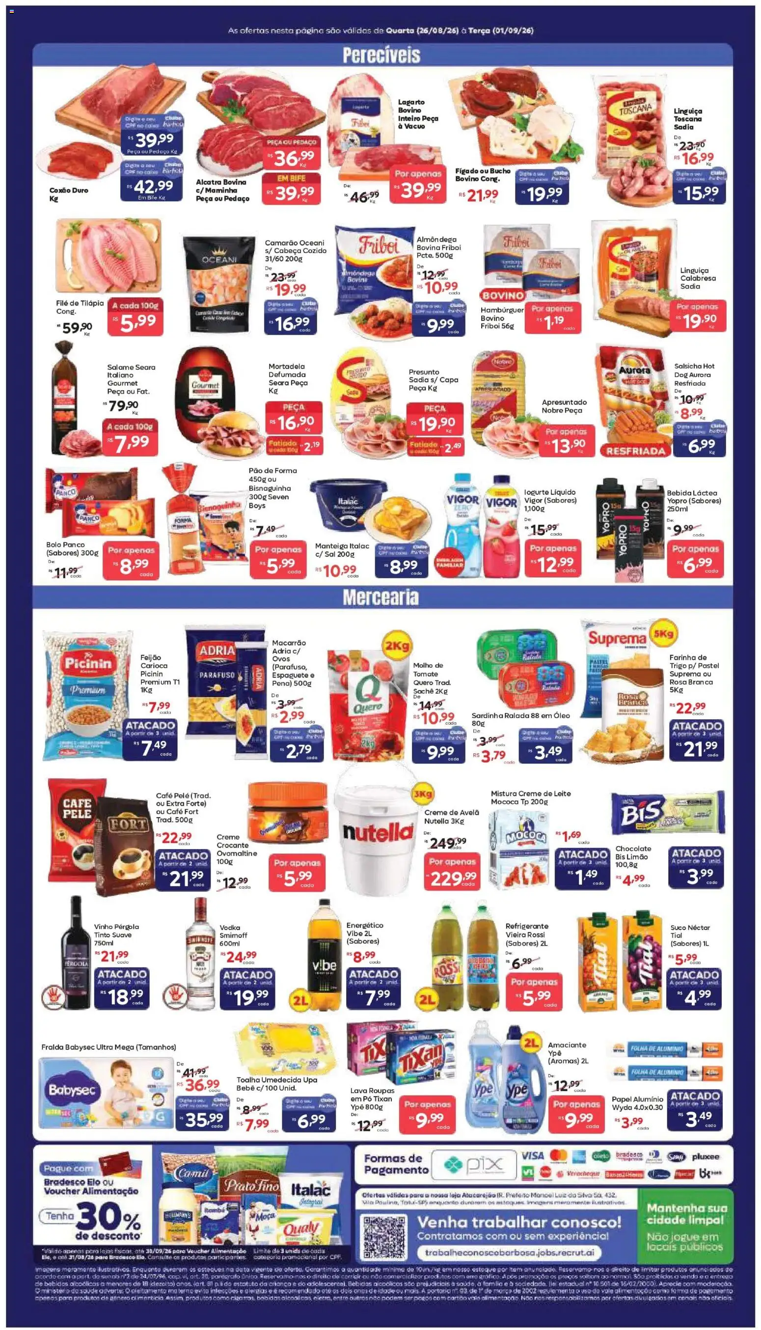 Barbosa Supermercados Folheto - válido de 26/08/2026 | Página: 2 | Produtos: Papel alumínio, Salsicha, Alcatra, Creme de leite