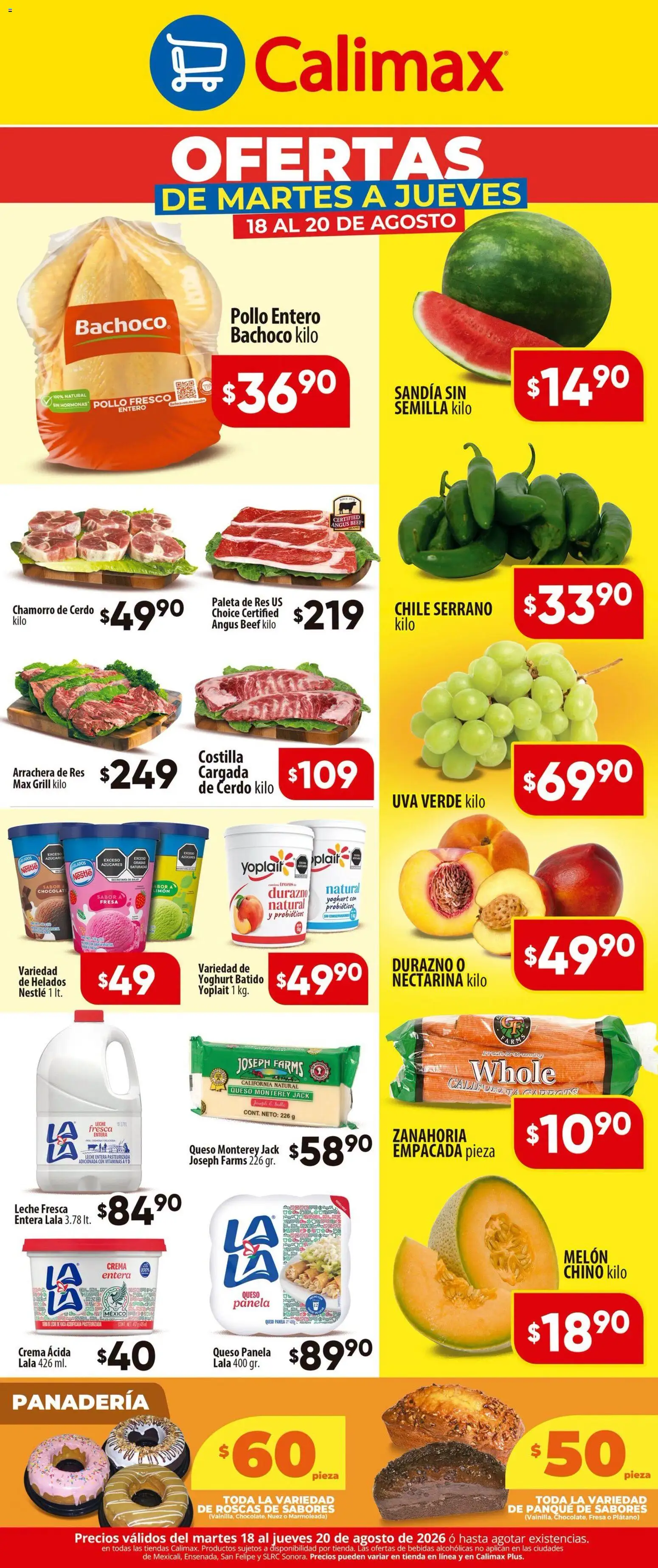 Nuevas ofertas de Calimax válidas en toda la República Mexicana desde el 18/08/2026. ¡Encuentra las mejores ofertas en Calimax folleto! | Página: 2 | Productos: Chile, Sandía, Crema, Panadería
