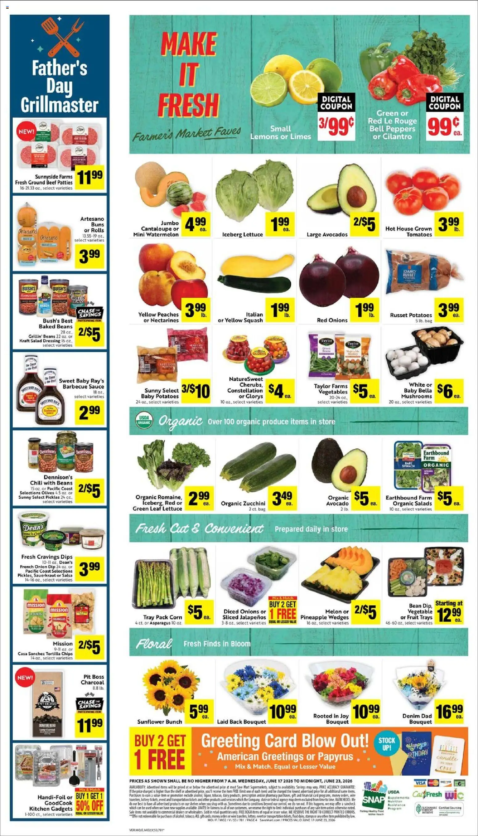 Save Mart Weekly - CA - valid from 17.06.2026 | Page: 6 | Products: Asparagus, Squash, Wire, Tomatoes