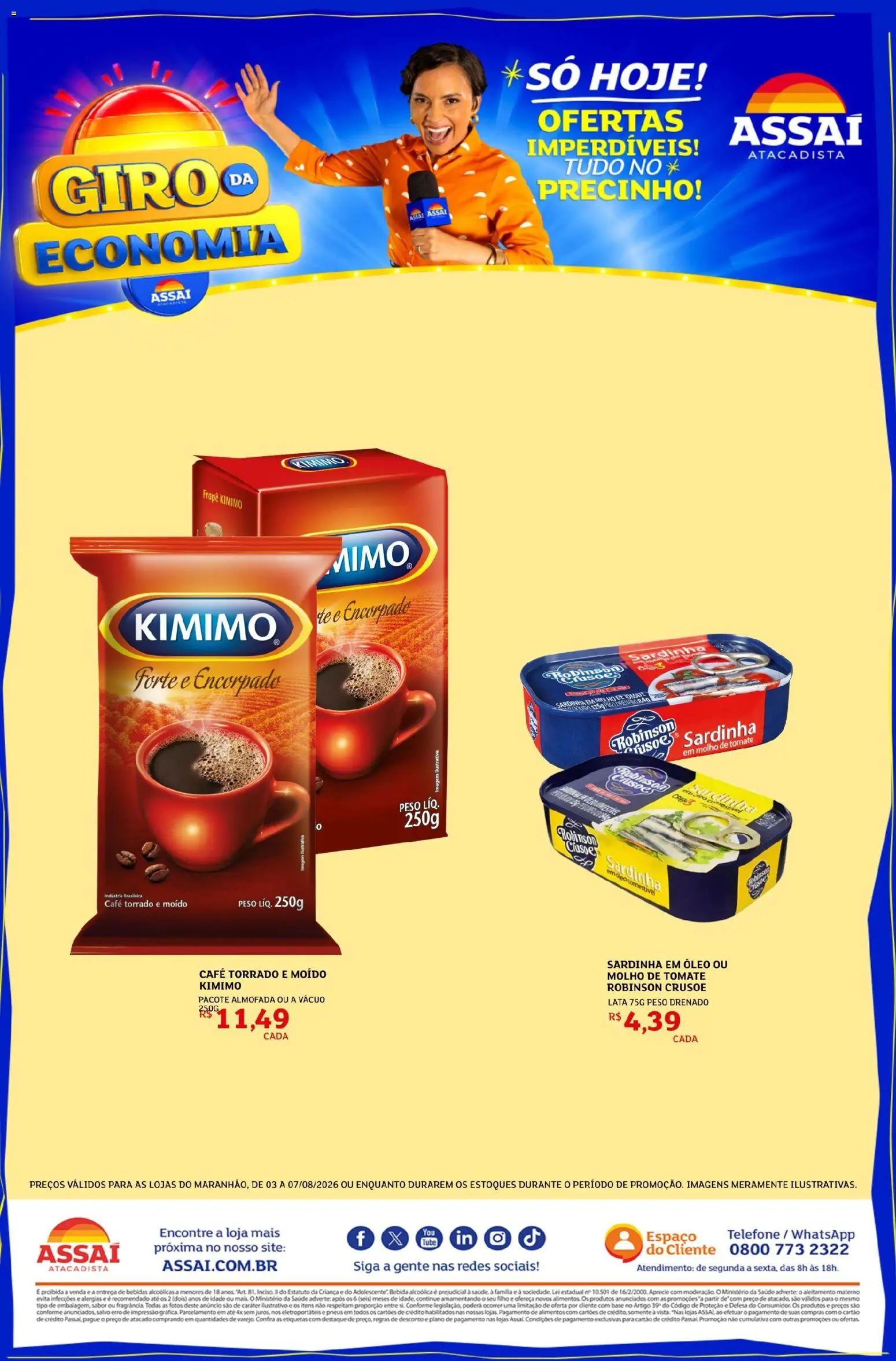 Assaí Atacadista Folheto - válido de 25/08/2026 | Página: 1 | Produtos: Bebidas, Alimentos, Bebida, Telefone